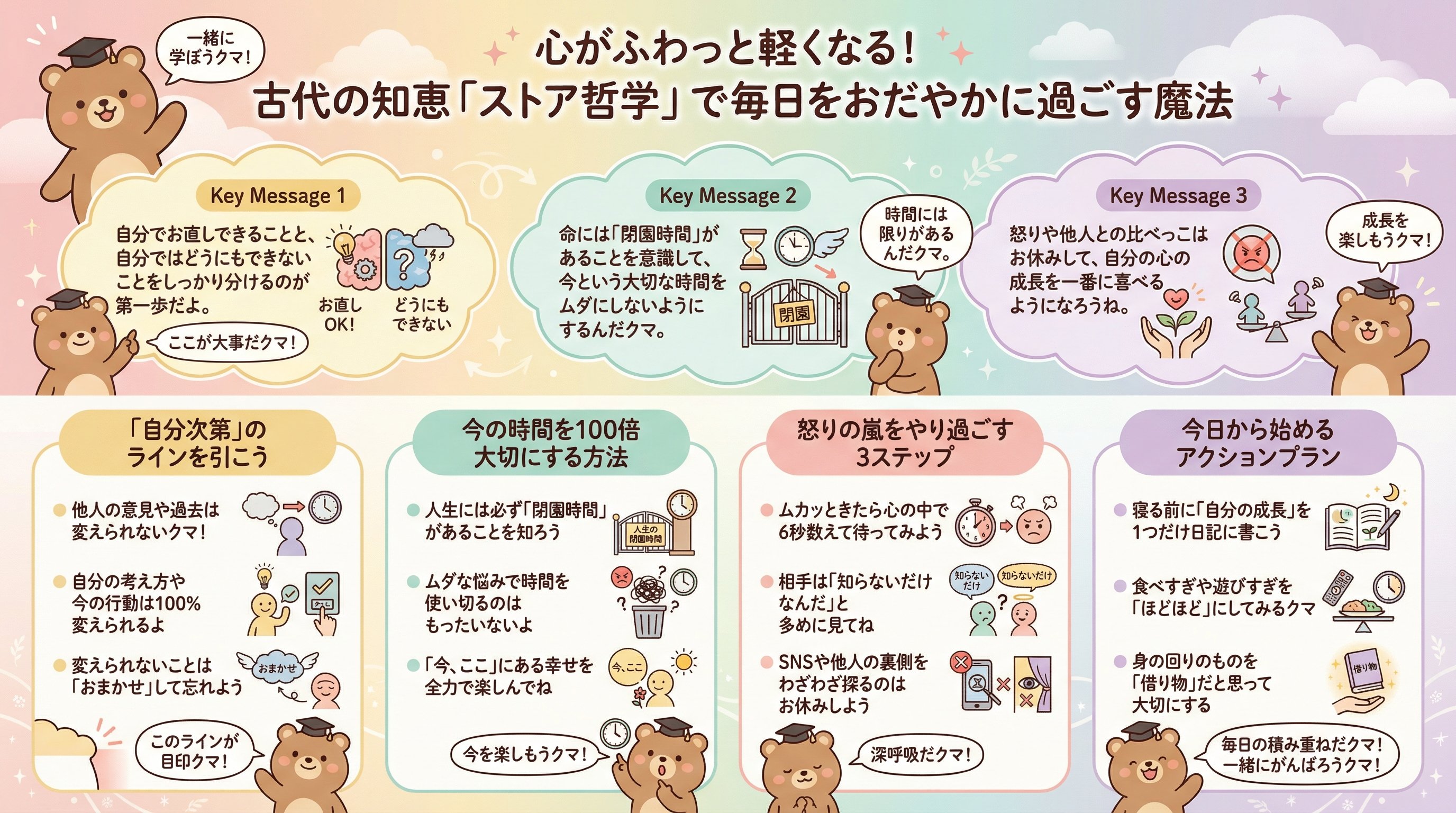 心がふわっと軽くなる!古代の知恵「ストア哲学」で毎日をおだやかに過ごす魔法を要約 - まとめ図解要約 (manabi)