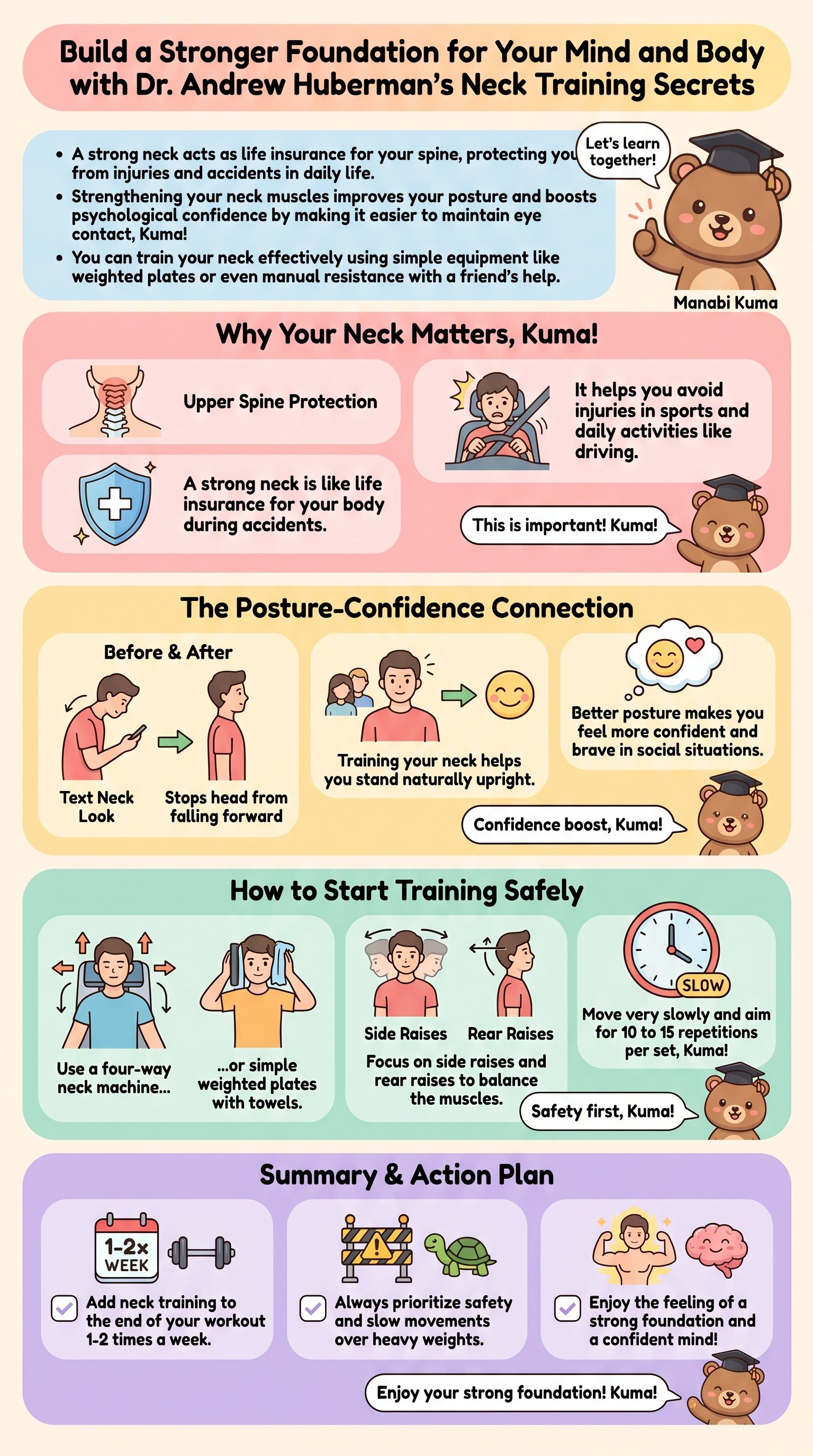 Build a Stronger Foundation for Your Mind and Body with Dr. Andrew Huberman's Neck Training Secrets - 1分でわかるスライド要約 (manabi)