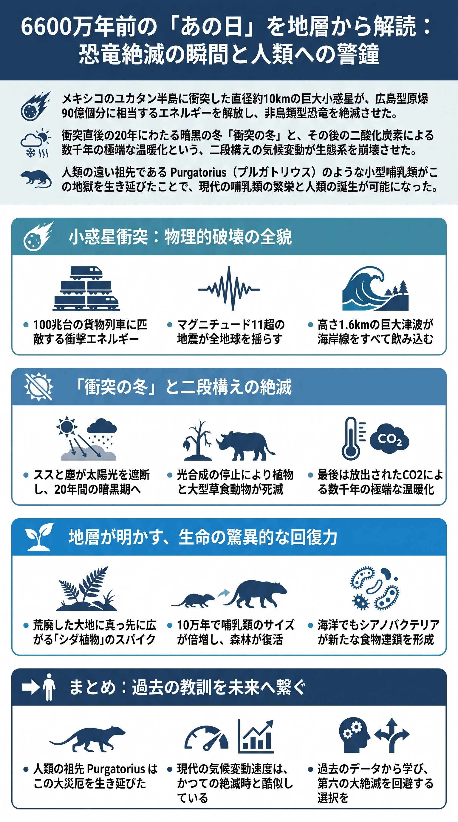 6600万年前の「あの日」を地層から解読：恐竜絶滅の瞬間と人類への警鐘 - 1分でわかるスライド要約 (manabi)