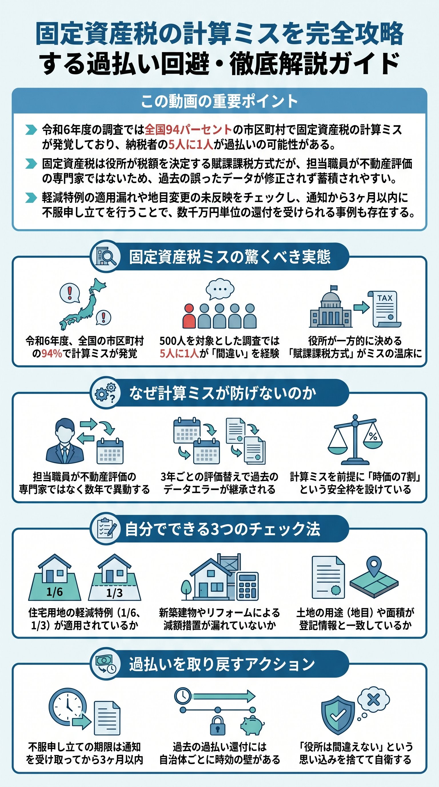 固定資産税の計算ミスを完全攻略する過払い回避・徹底解説ガイド - 1分でわかるスライド要約 (manabi)