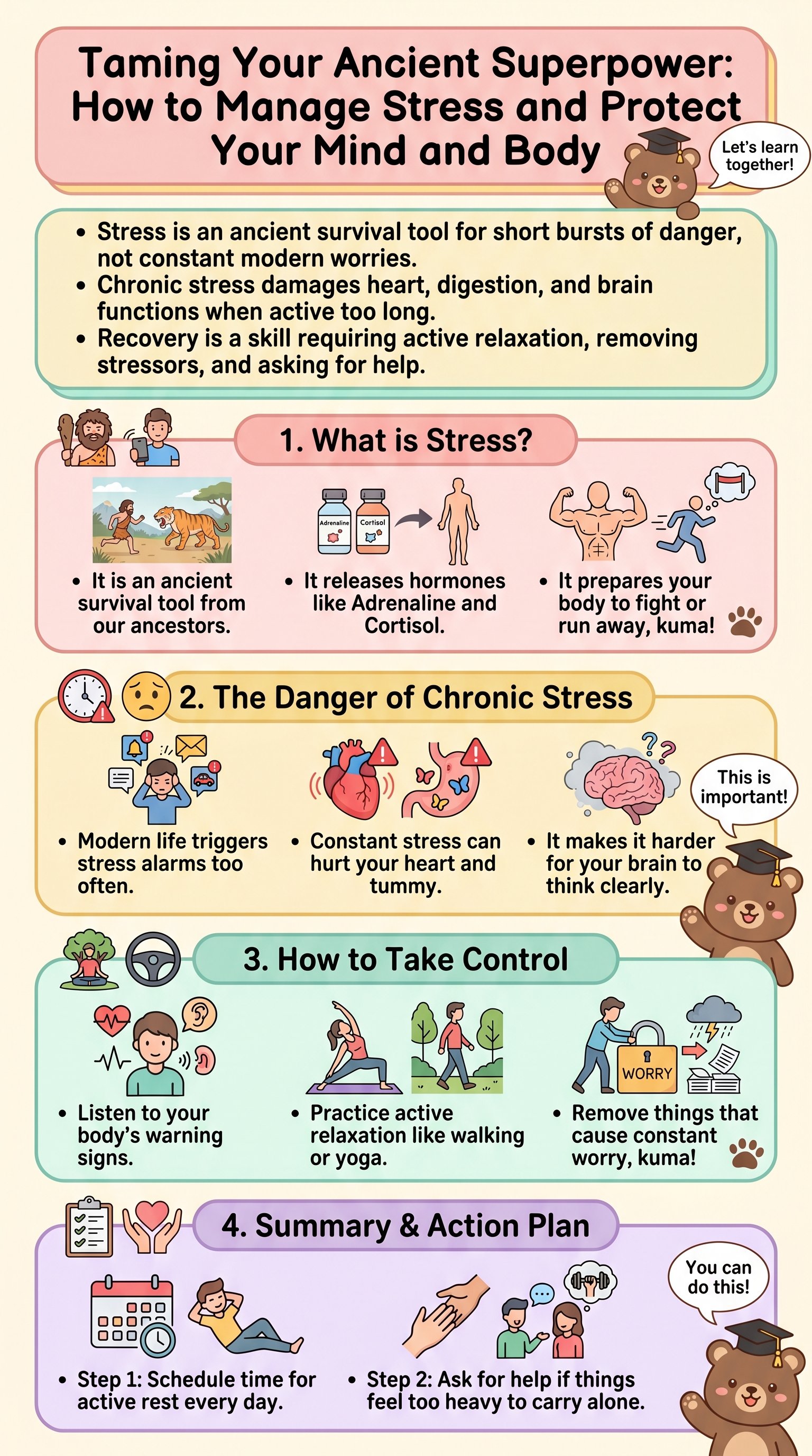 Taming Your Ancient Superpower: How to Manage Stress and Protect Your Mind and Body - 1分でわかるスライド要約 (manabi)