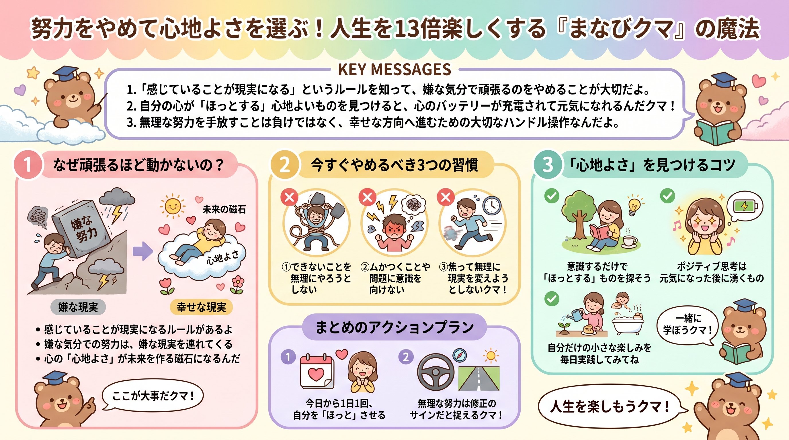 努力をやめて人生が好転する考え方を要約 - まとめ図解要約 (manabi)