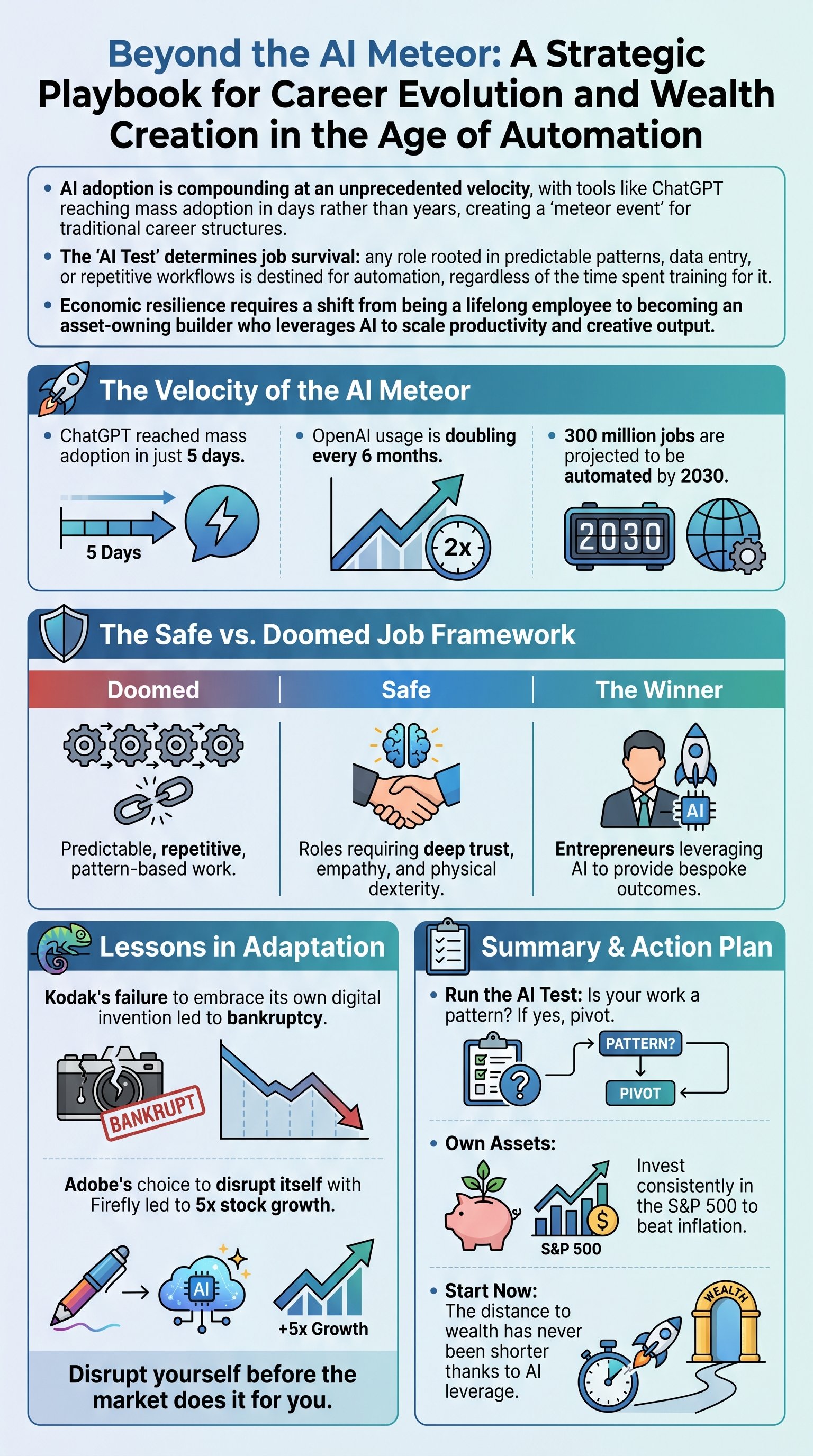 Beyond the AI Meteor: A Strategic Playbook for Career Evolution and Wealth Creation in the Age of Automation - 1分でわかるスライド要約 (manabi)