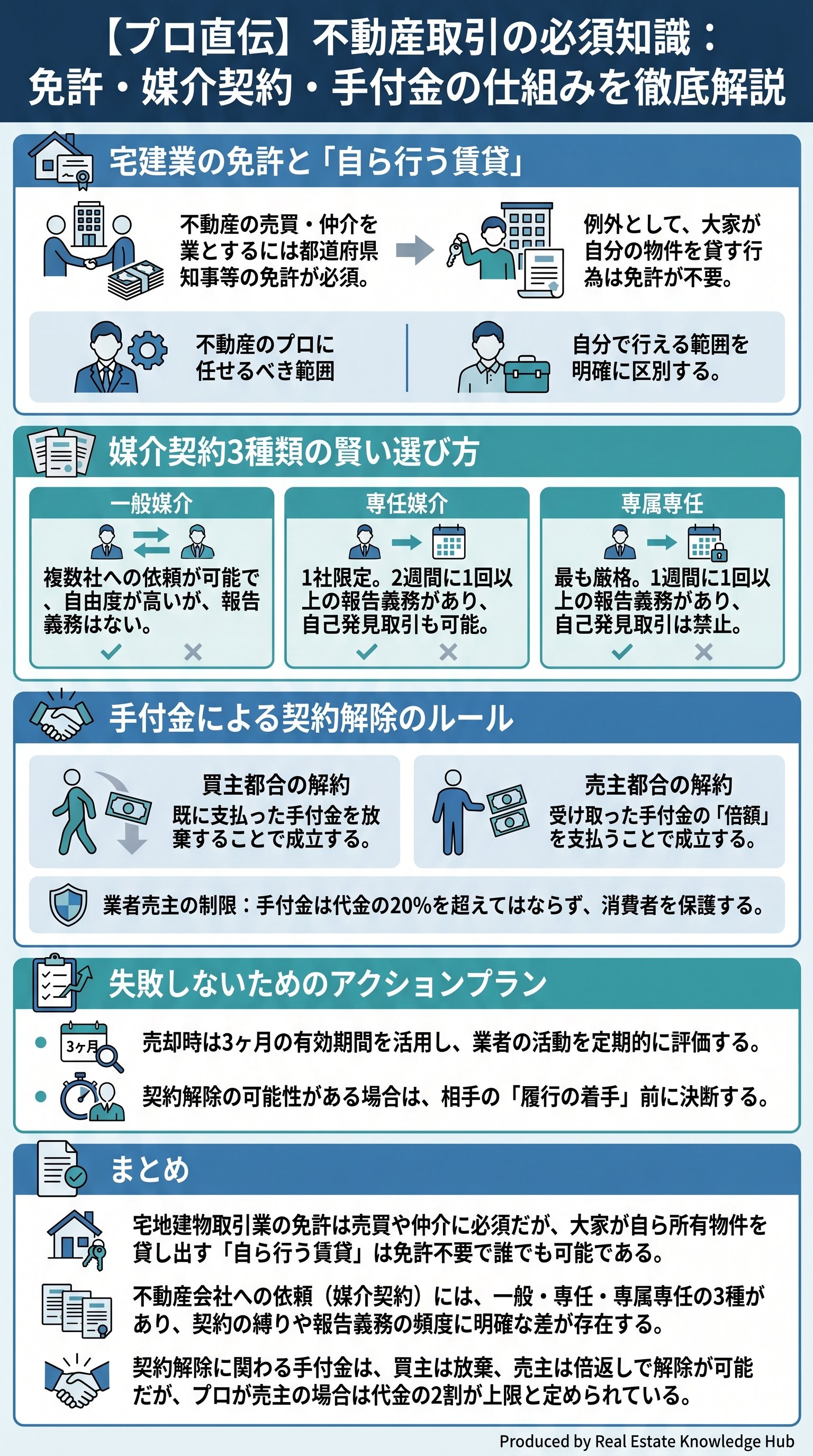 【プロ直伝】不動産取引の必須知識:免許・媒介契約・手付金の仕組みを徹底解説を要約 - 1分でわかるスライド要約 (manabi)