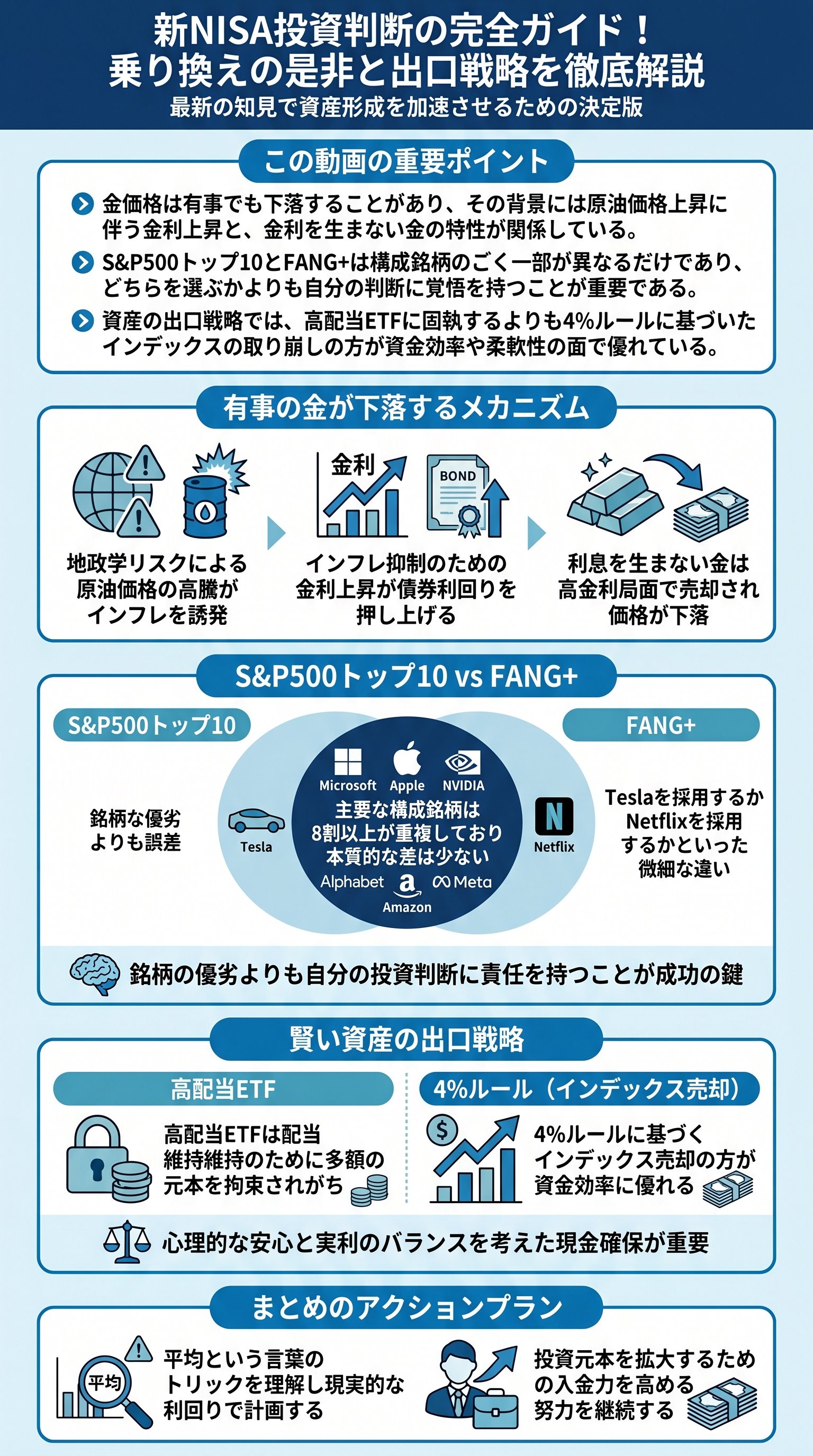 新NISA投資判断の完全ガイド!乗り換えの是非と出口戦略を徹底解説 - 1分でわかるスライド要約 (manabi)