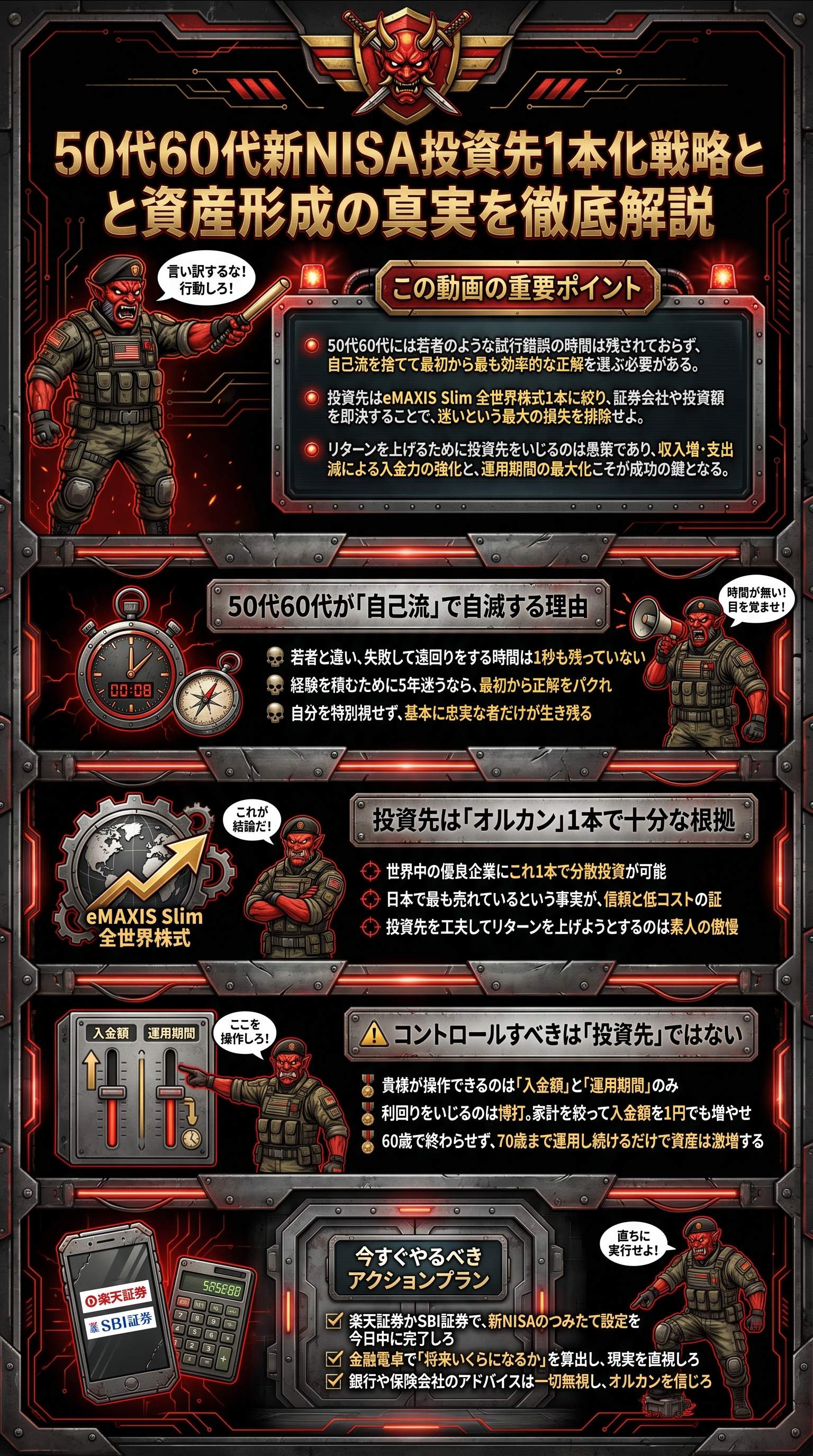 50代60代新NISA投資先1本化戦略と資産形成の真実を徹底解説 - 1分でわかるスライド要約 (manabi)