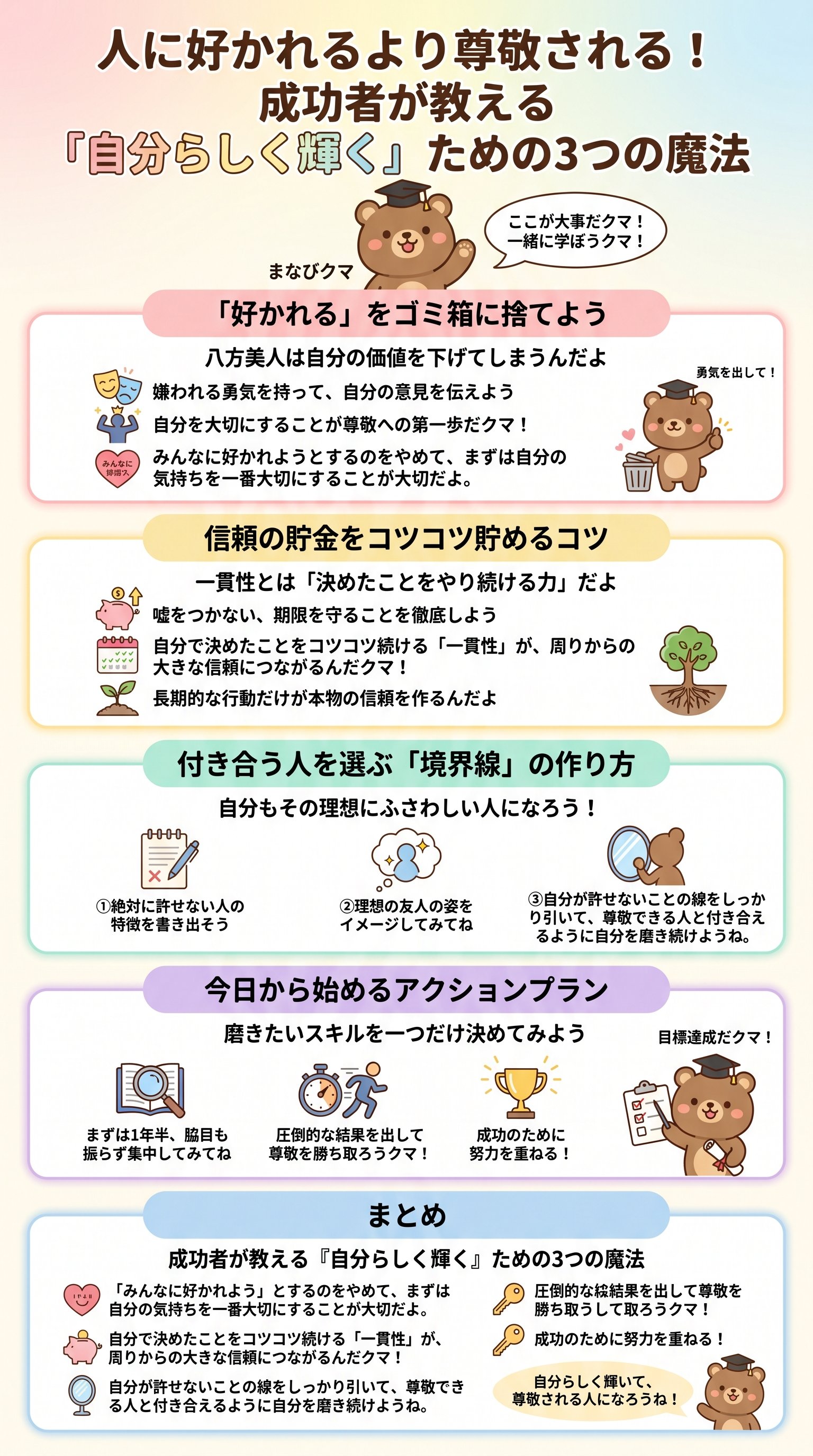 人に好かれるより尊敬される!成功者が教える『自分らしく輝く』ための習慣 - 1分でわかるスライド要約 (manabi)