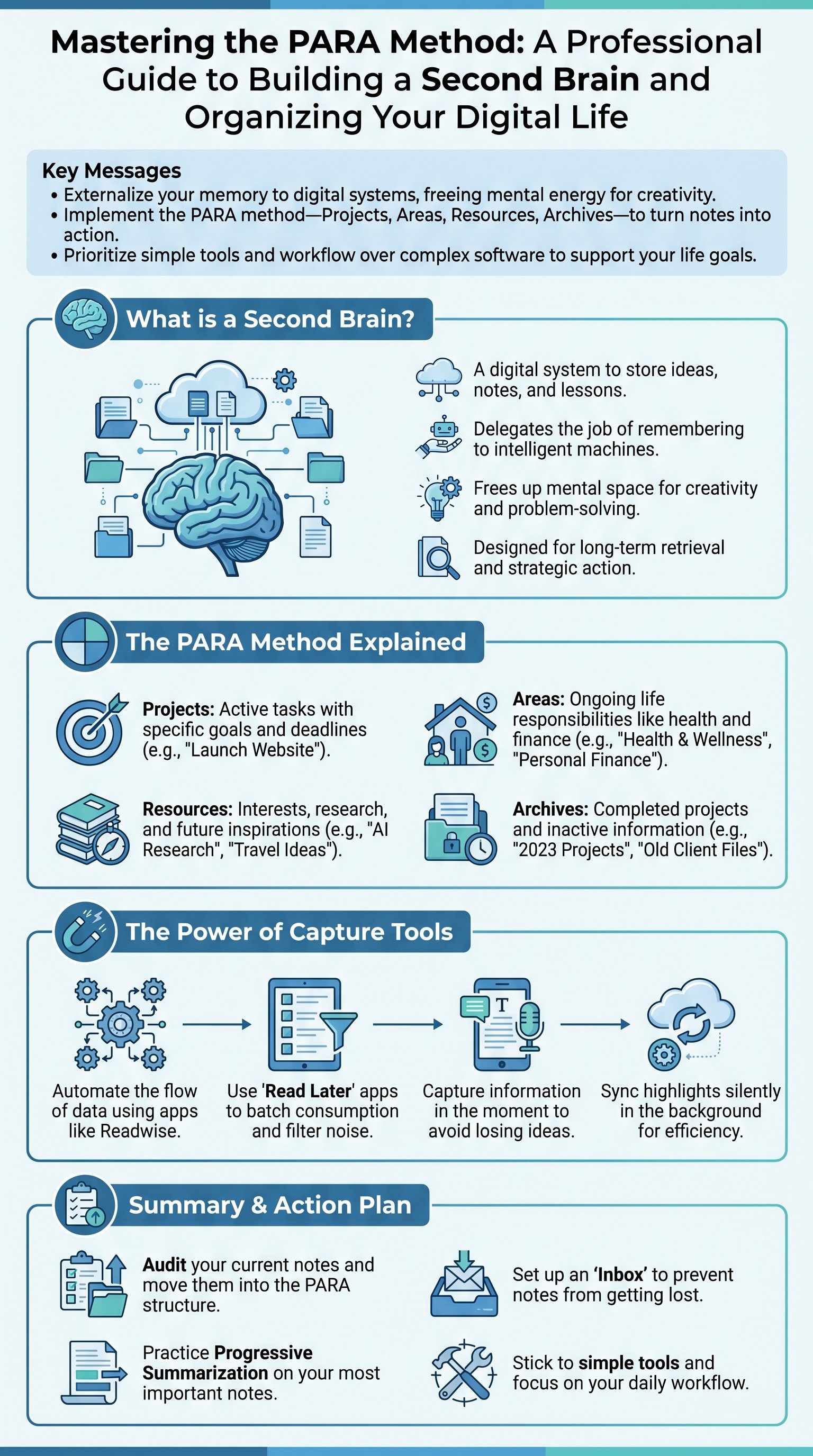 Mastering the PARA Method: A Professional Guide to Building a Second Brain and Organizing Your Digital Life - 1分でわかるスライド要約 (manabi)