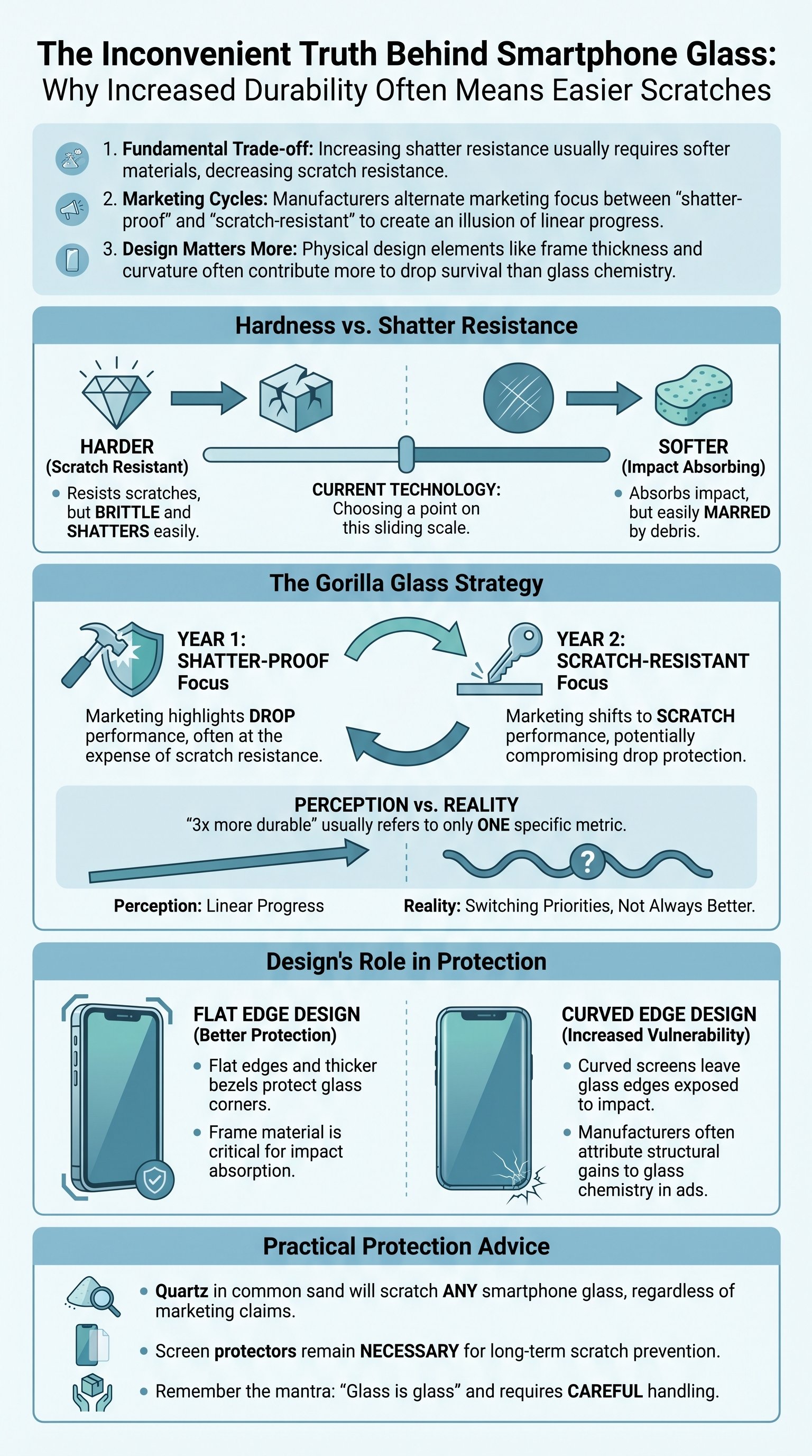 The Inconvenient Truth Behind Smartphone Glass: Why Increased Durability Often Means Easier Scratches - 1分でわかるスライド要約 (manabi)