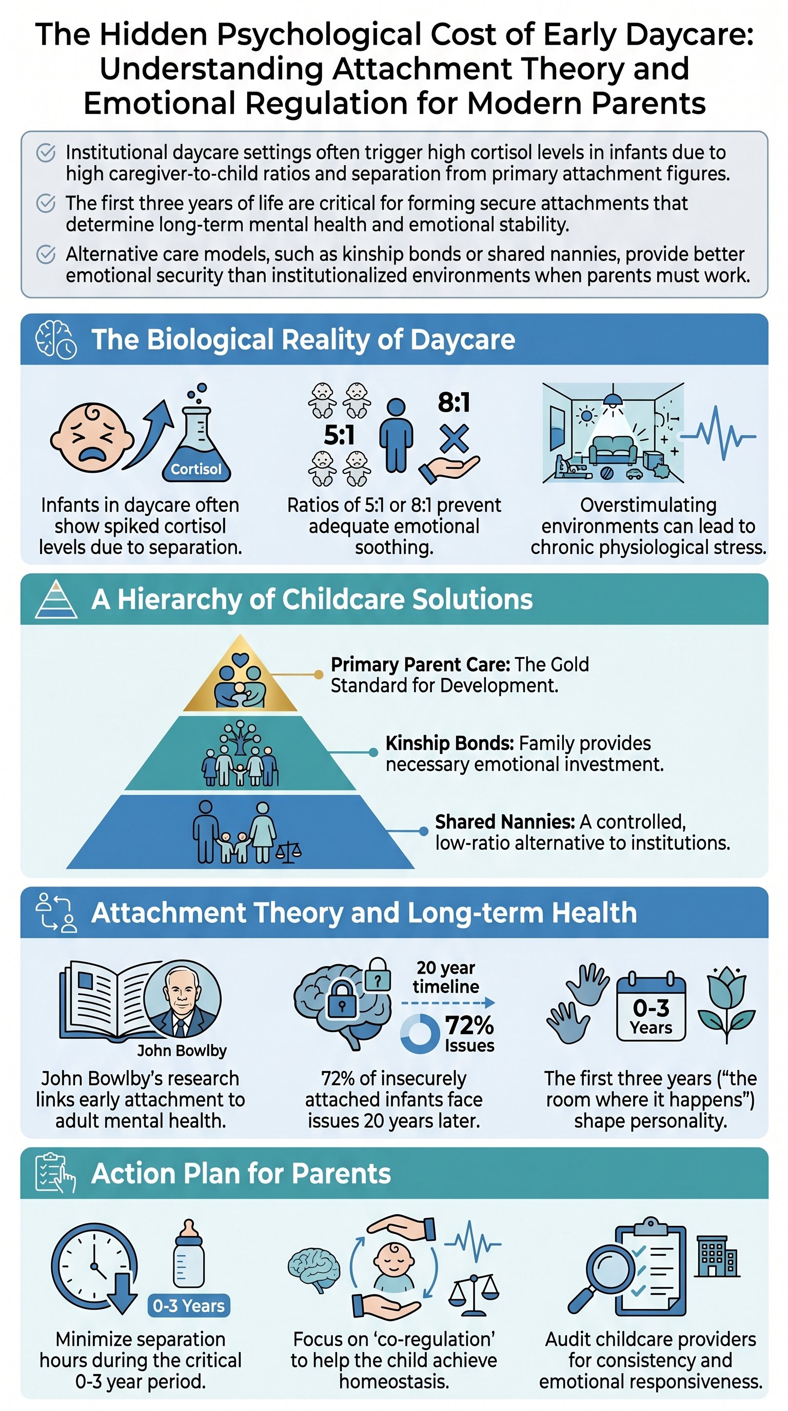 The Hidden Psychological Cost of Early Daycare: Understanding Attachment Theory and Emotional Regulation for Modern Parents - 1分でわかるスライド要約 (manabi)