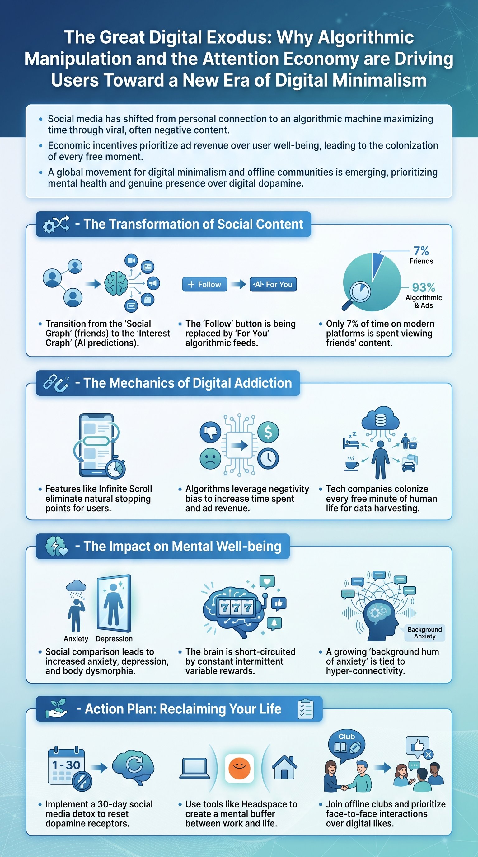 The Great Digital Exodus: Why Algorithmic Manipulation and the Attention Economy are Driving Users Toward a New Era of Digital Minimalism - 1分でわかるスライド要約 (manabi)