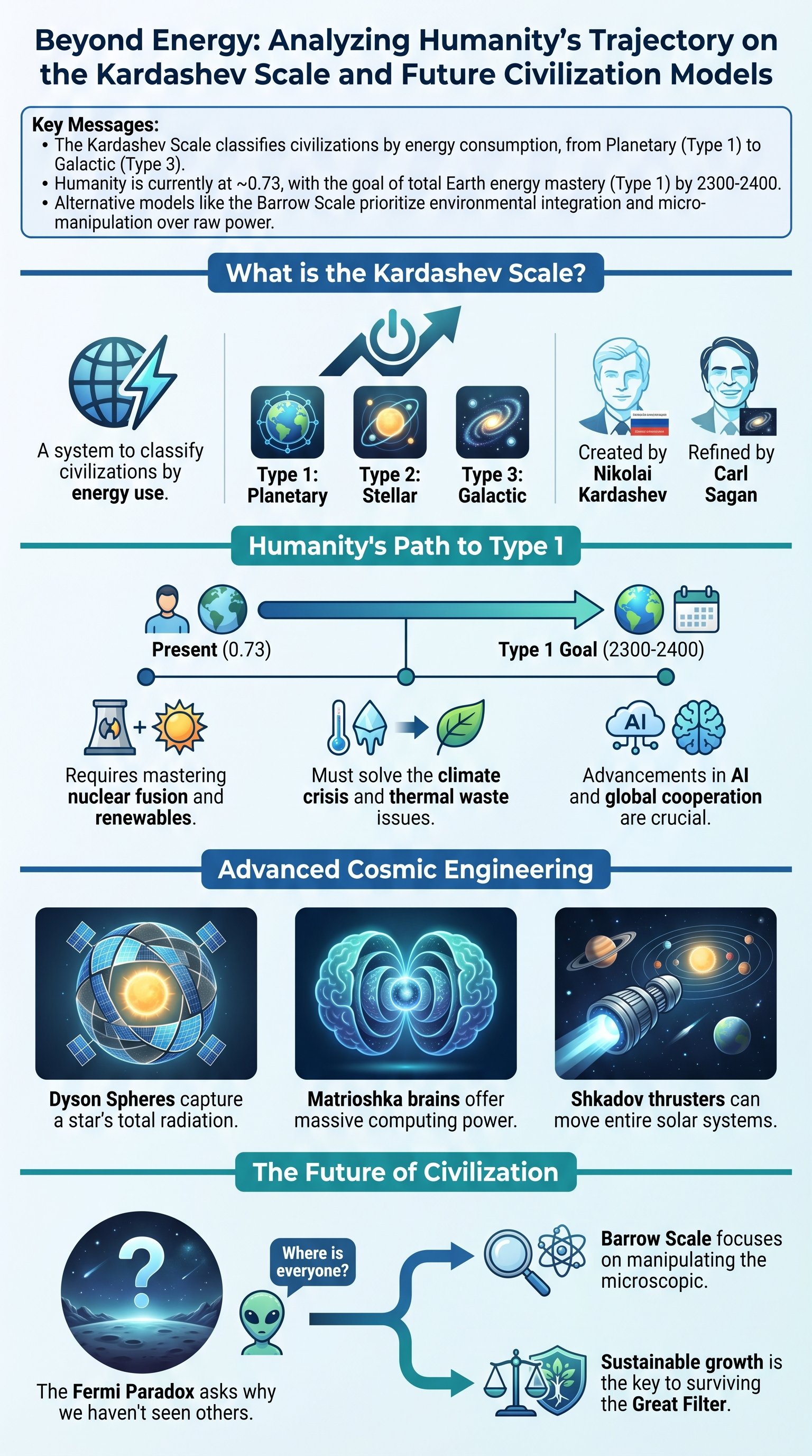 Beyond Energy: Analyzing Humanity's Trajectory on the Kardashev Scale and Future Civilization Models - 1分でわかるスライド要約 (manabi)