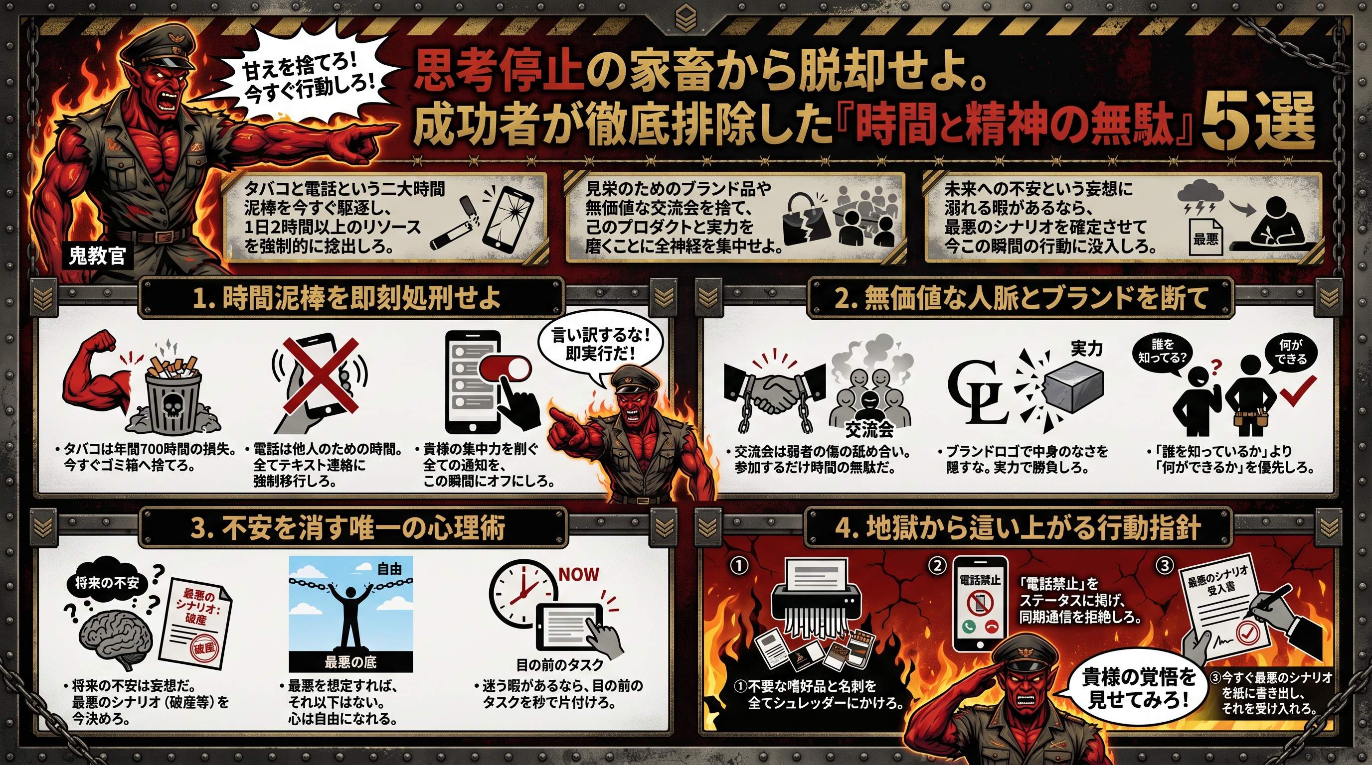 何かを得るために捨てる技術の徹底解説：やめてよかった習慣・BUDDICAの中野クン - まとめ図解要約 (manabi)
