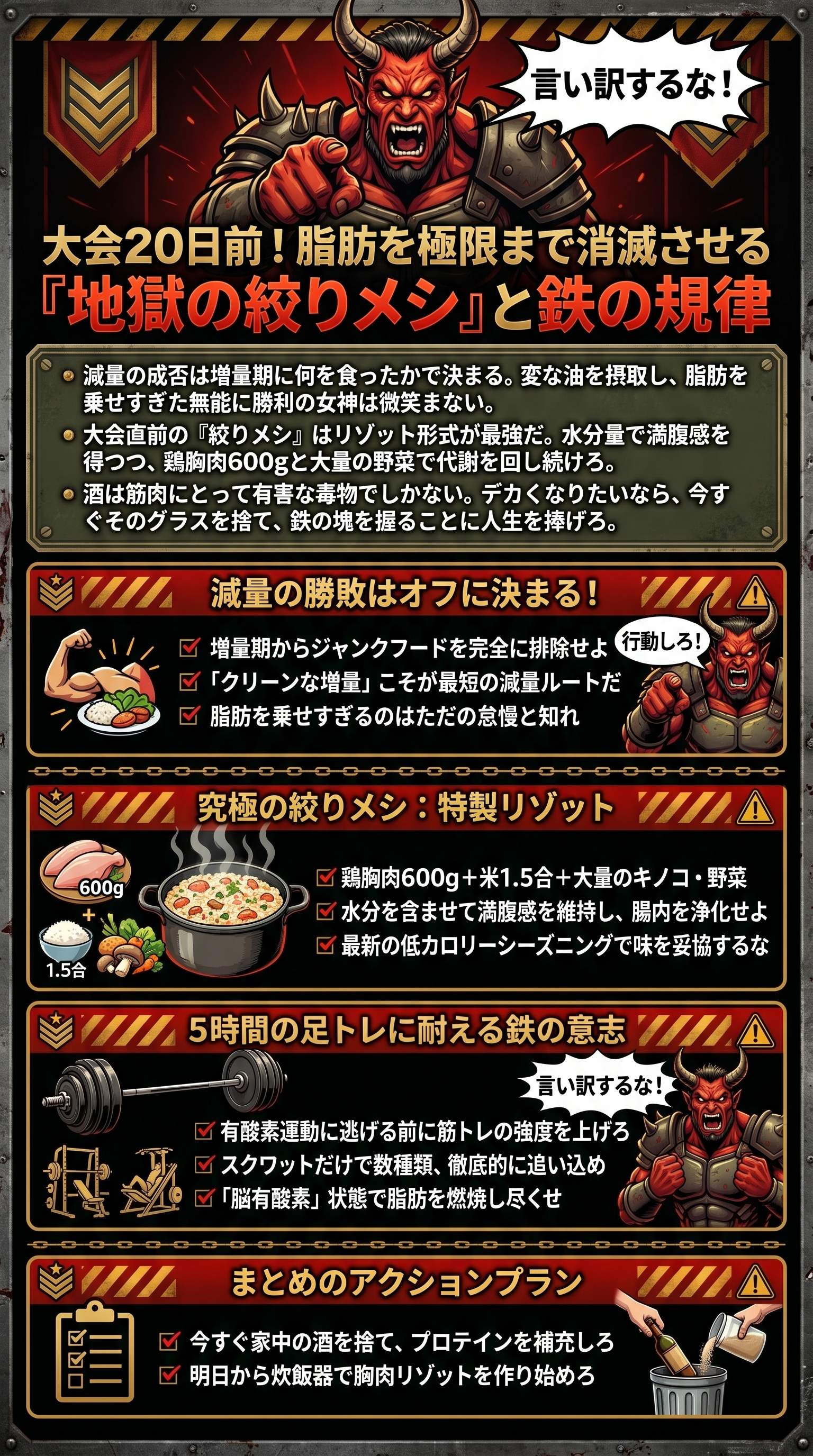 大会直前の減量食リゾットをサイヤマングレート式が要約 - 1分でわかるスライド要約 (manabi)