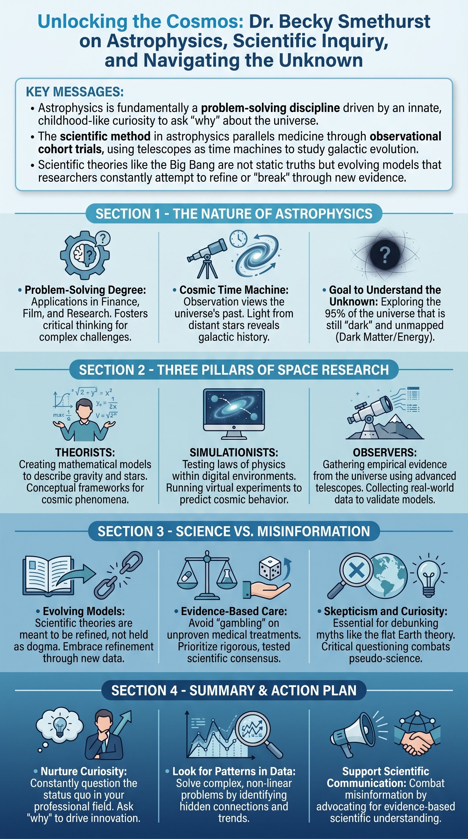 Unlocking the Cosmos: Dr. Becky Smethurst on Astrophysics, Scientific Inquiry, and Navigating the Unknown - 1分でわかるスライド要約 (manabi)