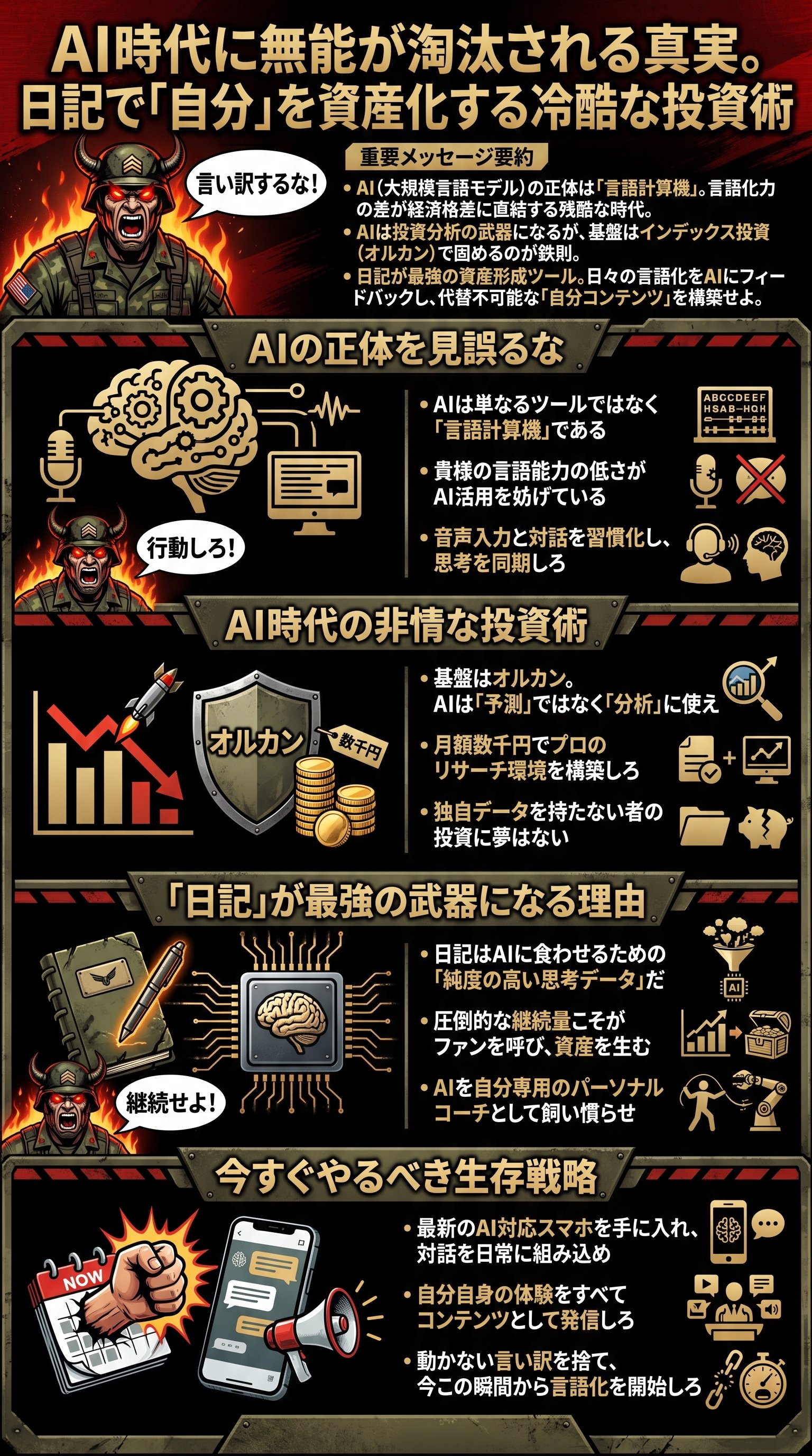 AI時代の資産運用と経済格差:日記で攻略する要約 - 1分でわかるスライド要約 (manabi)