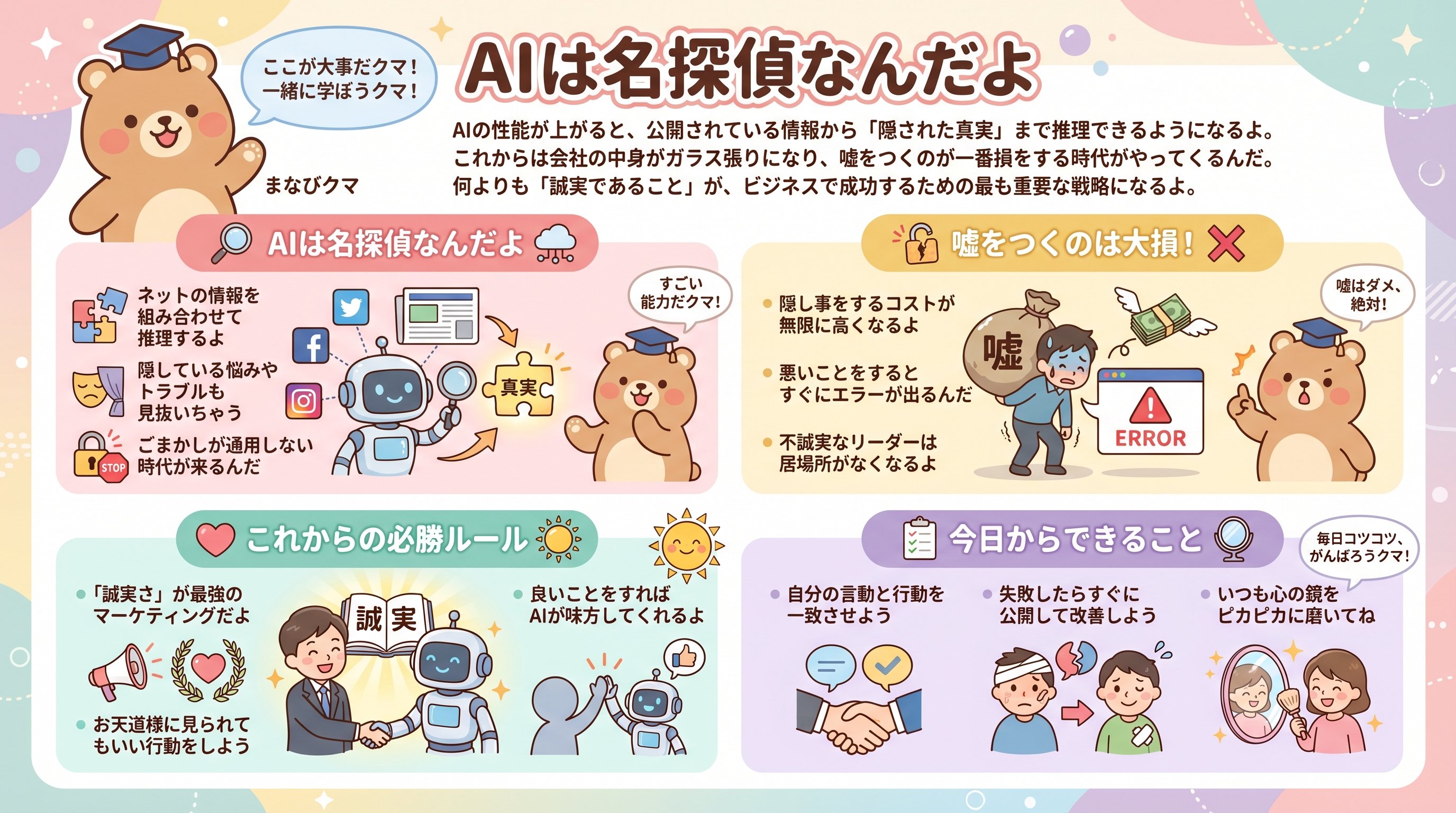 李英俊が解説するAI時代の信頼の作り方｜誠実さと透明性が重要になる理由 - まとめ図解要約 (manabi)