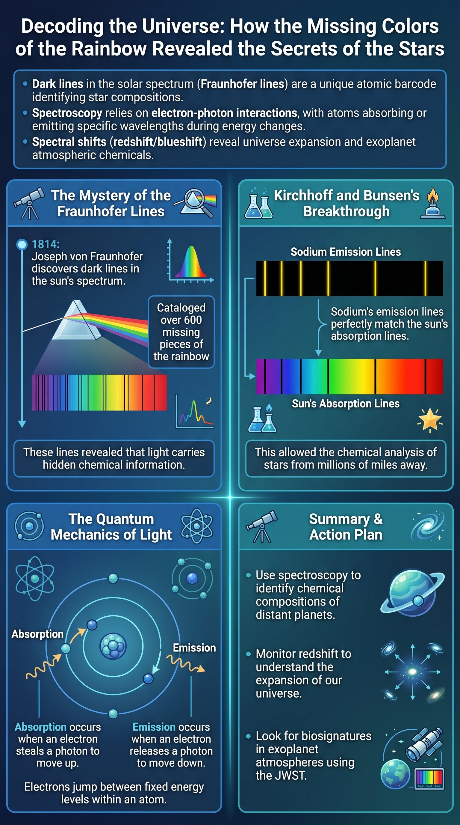 Decoding the Universe: How the Missing Colors of the Rainbow Revealed the Secrets of the Stars - 1分でわかるスライド要約 (manabi)