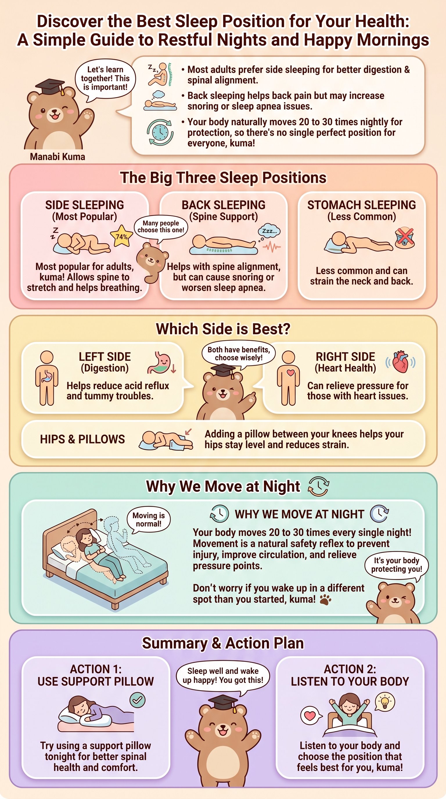 Discover the Best Sleep Position for Your Health: A Simple Guide to Restful Nights and Happy Mornings - 1分でわかるスライド要約 (manabi)