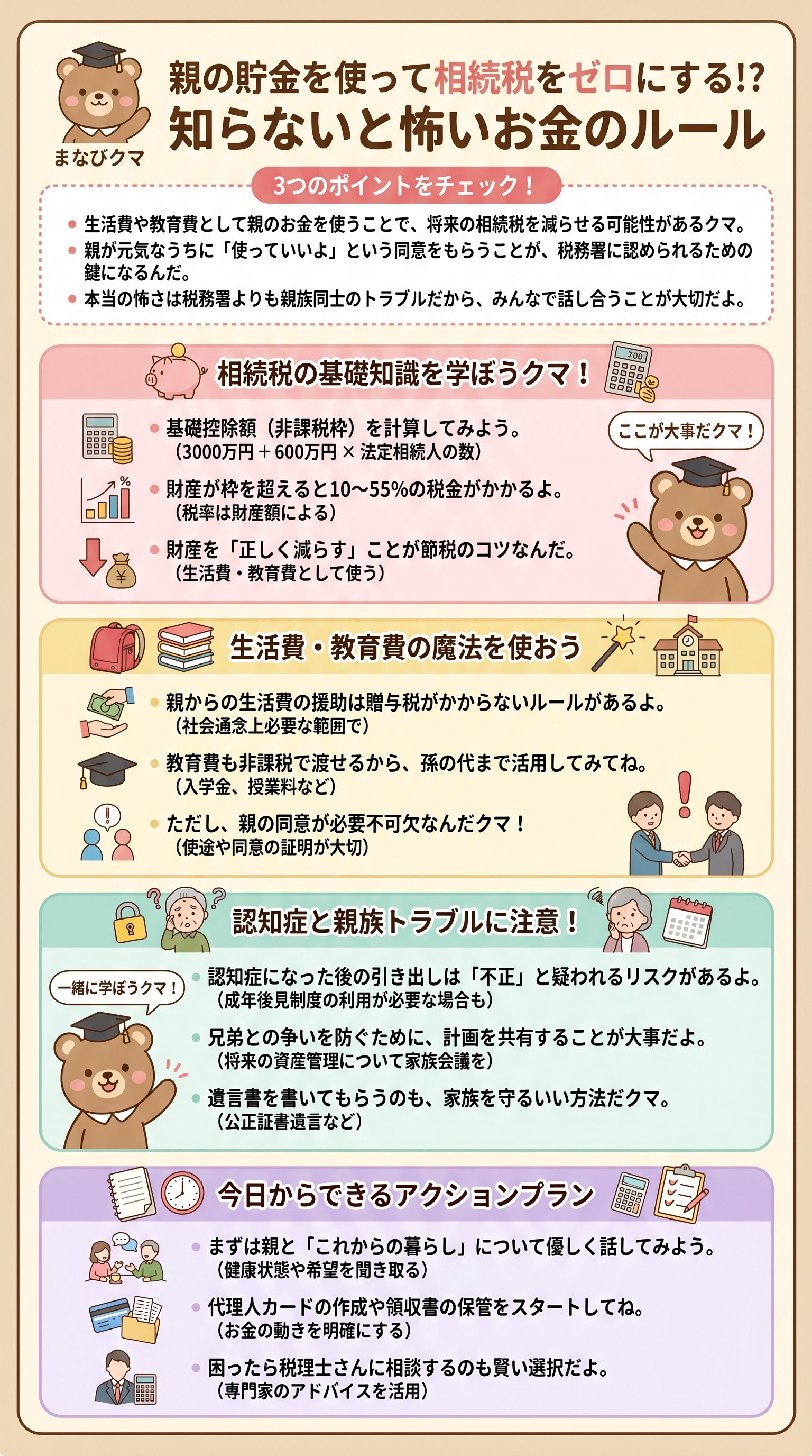 親の貯金を使って相続税をゼロにする！？知らないと怖いお金のルール - 1分でわかるスライド要約 (manabi)