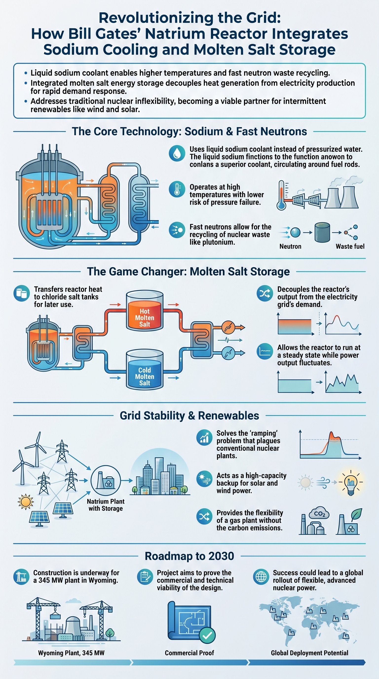 Revolutionizing the Grid: How Bill Gates' Natrium Reactor Integrates Sodium Cooling and Molten Salt Storage - 1分でわかるスライド要約 (manabi)