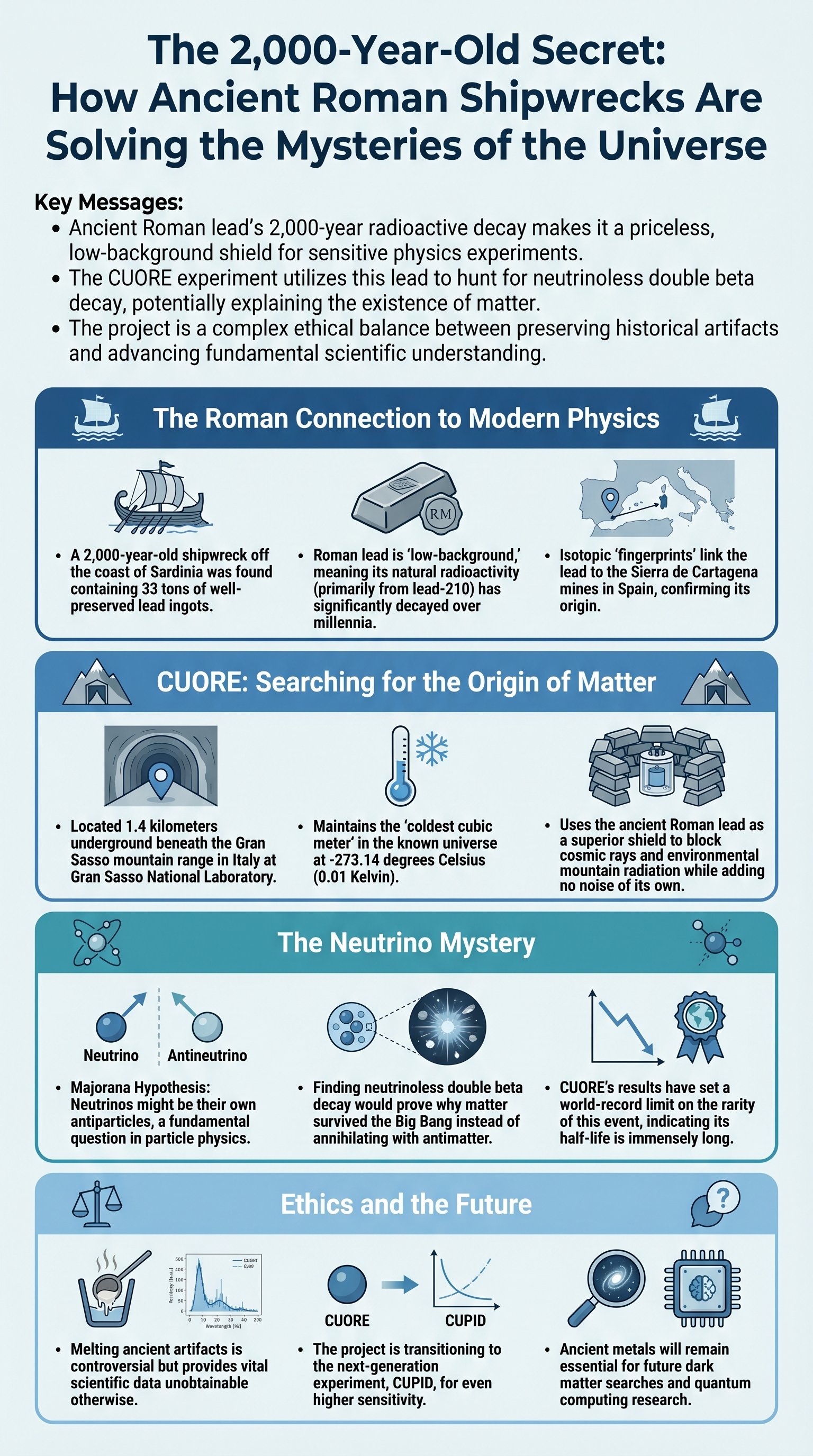 The 2,000-Year-Old Secret: How Ancient Roman Shipwrecks Are Solving the Mysteries of the Universe - 1分でわかるスライド要約 (manabi)