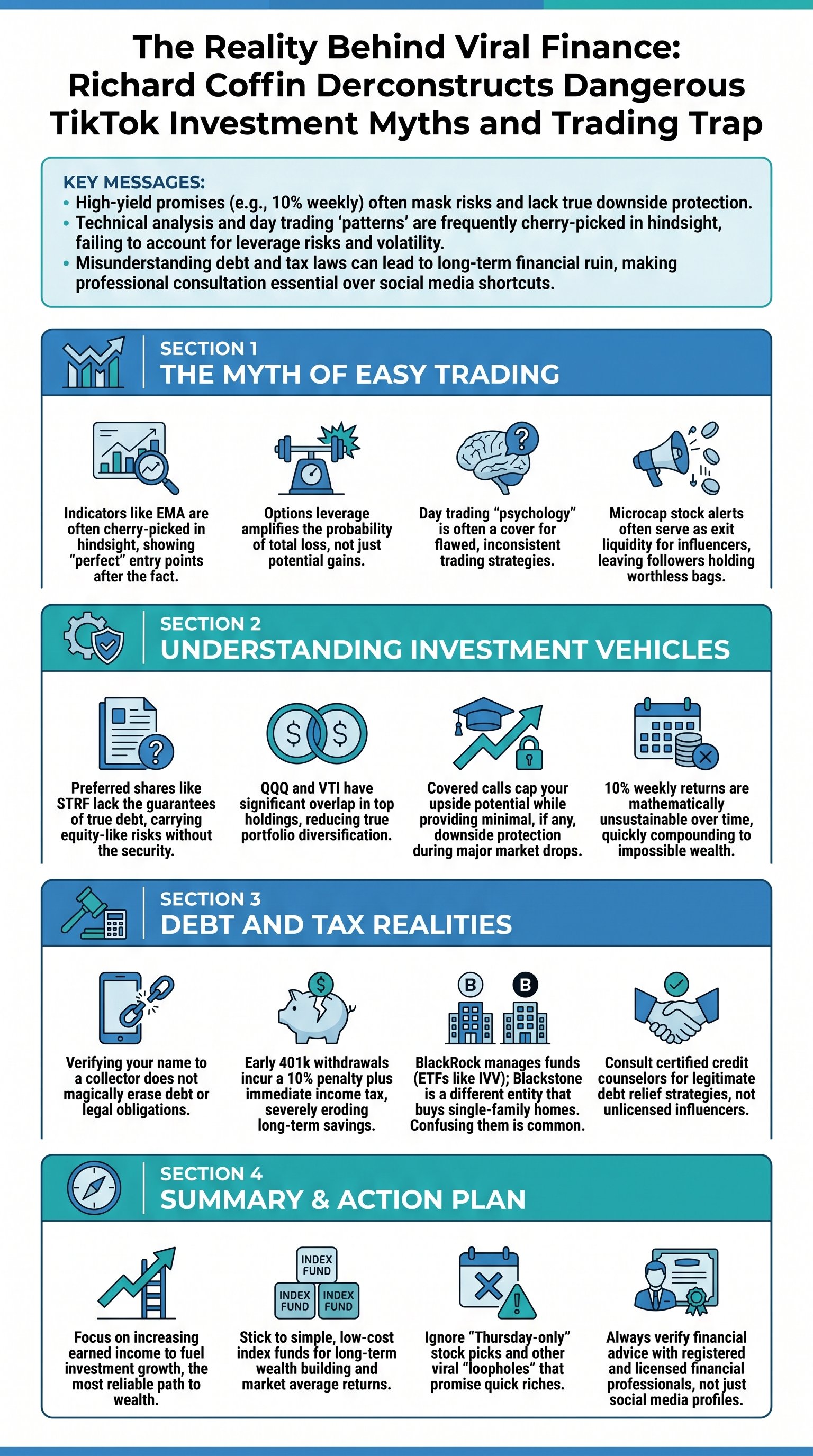 The Reality Behind Viral Finance: Richard Coffin Deconstructs Dangerous TikTok Investment Myths and Trading Trap - 1分でわかるスライド要約 (manabi)