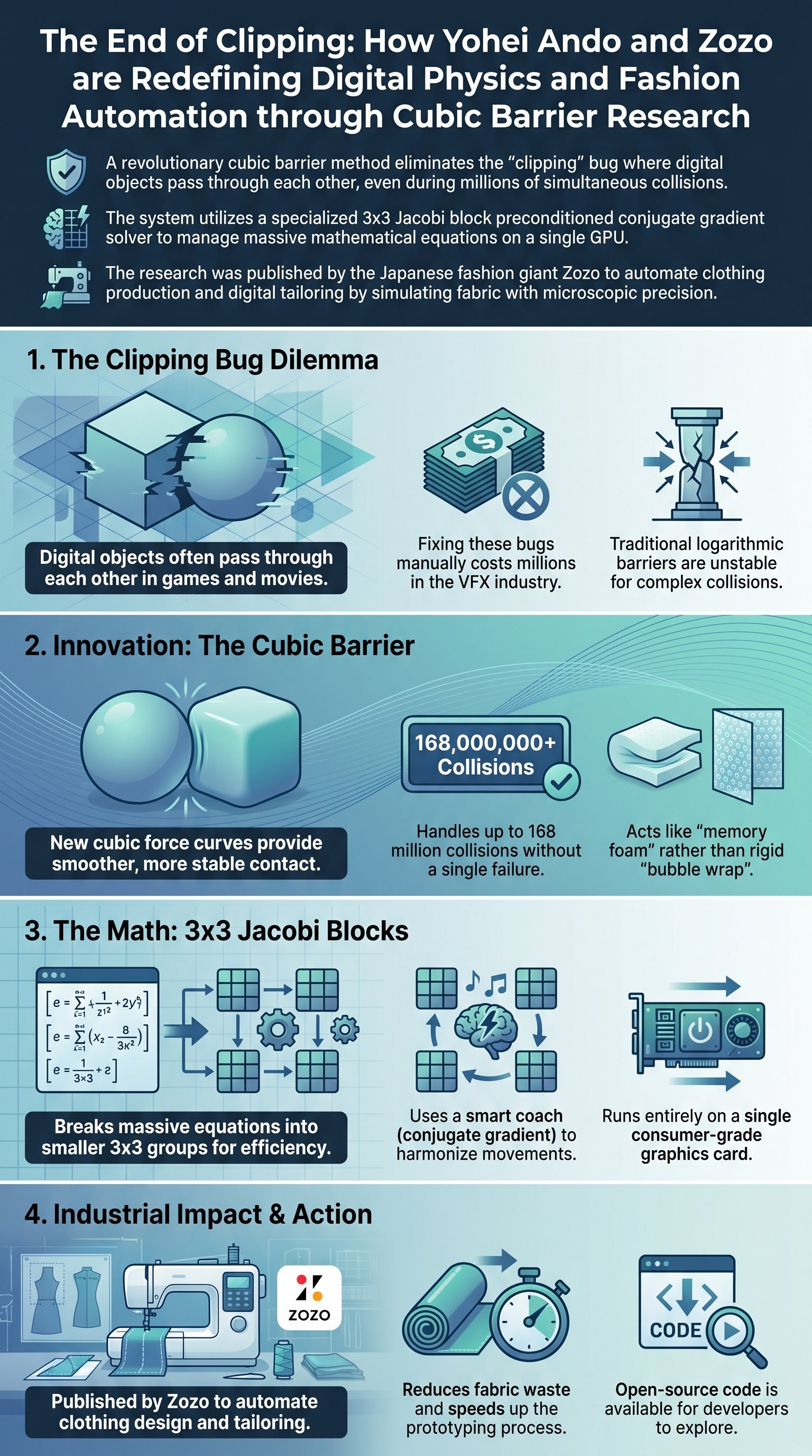 The End of Clipping: How Yohei Ando and Zozo are Redefining Digital Physics and Fashion Automation through Cubic Barrier Research - 1分でわかるスライド要約 (manabi)