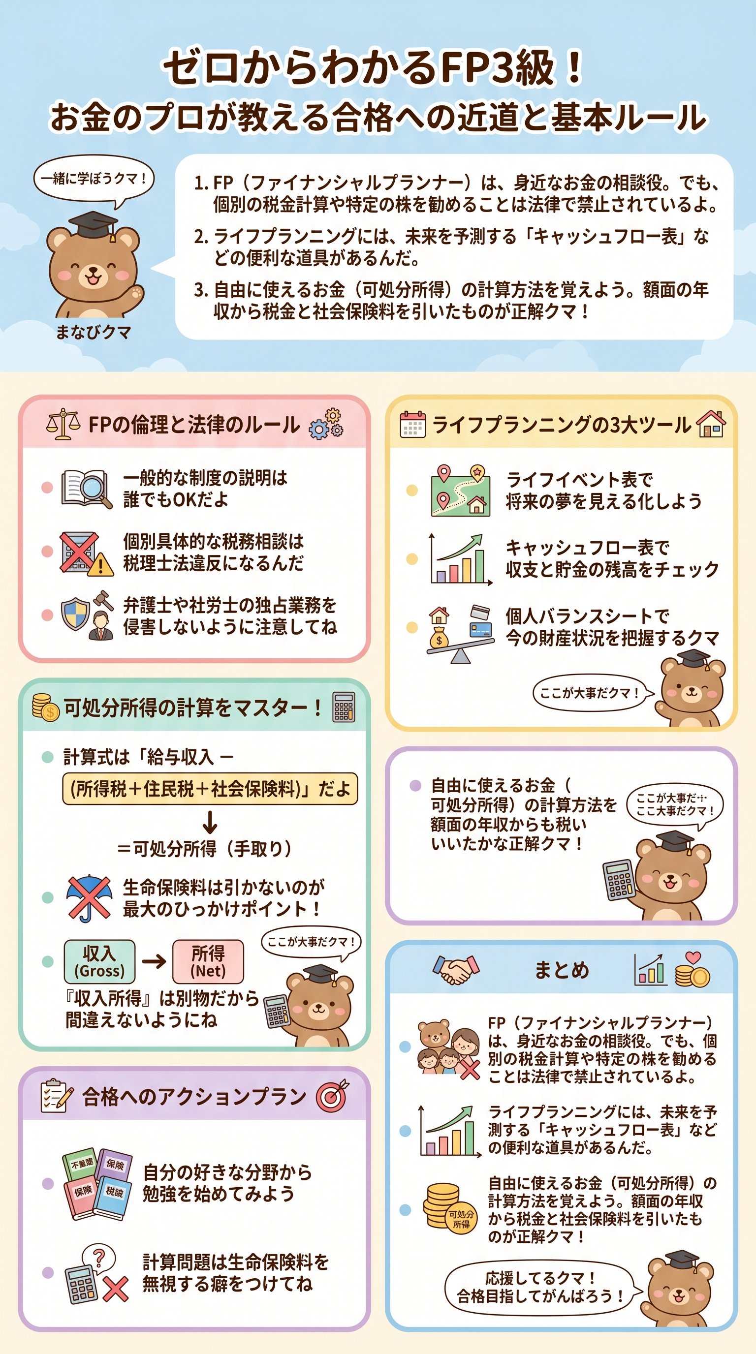 ゼロからわかるFP3級!お金のプロが教える合格への近道と基本ルールを要約 - 1分でわかるスライド要約 (manabi)