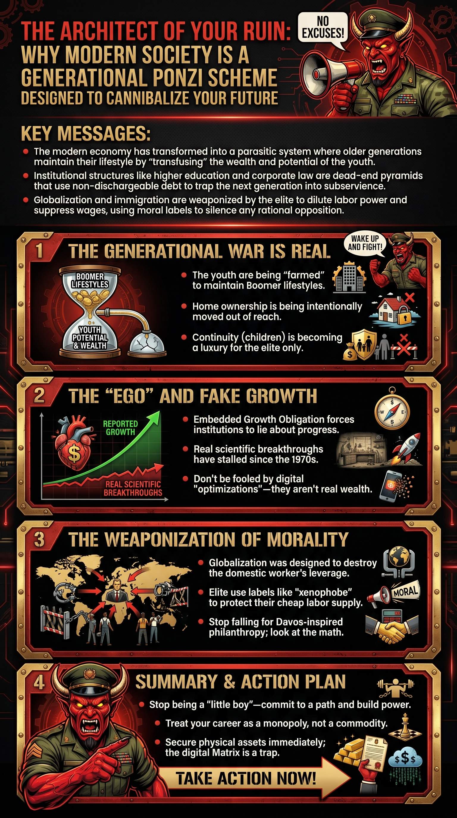 The Architect of Your Ruin: Why Modern Society is a Generational Ponzi Scheme Designed to Cannibalize Your Future - 1分でわかるスライド要約 (manabi)