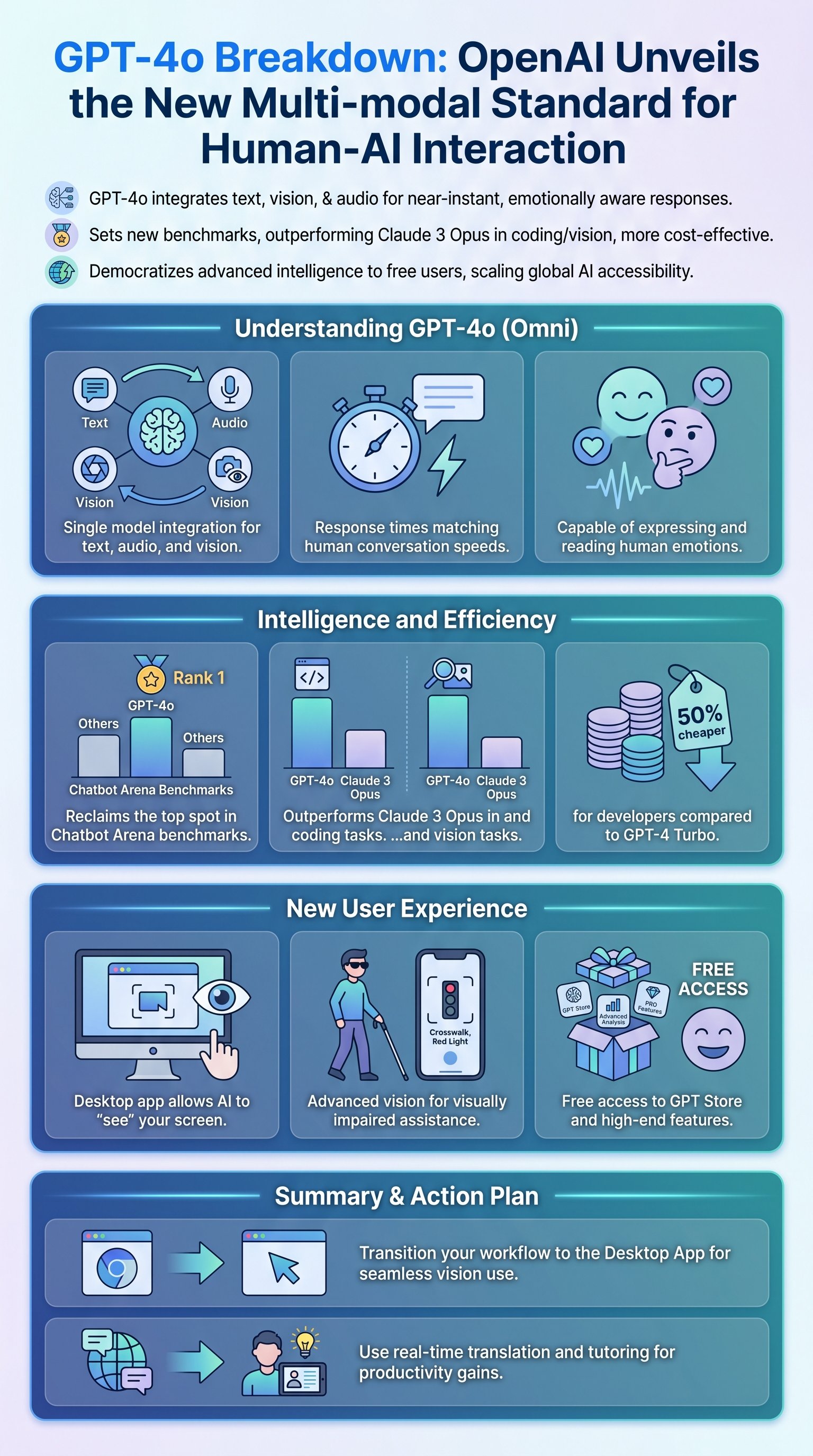 GPT-4o Breakdown: OpenAI Unveils the New Multi-modal Standard for Human-AI Interaction - 1分でわかるスライド要約 (manabi)
