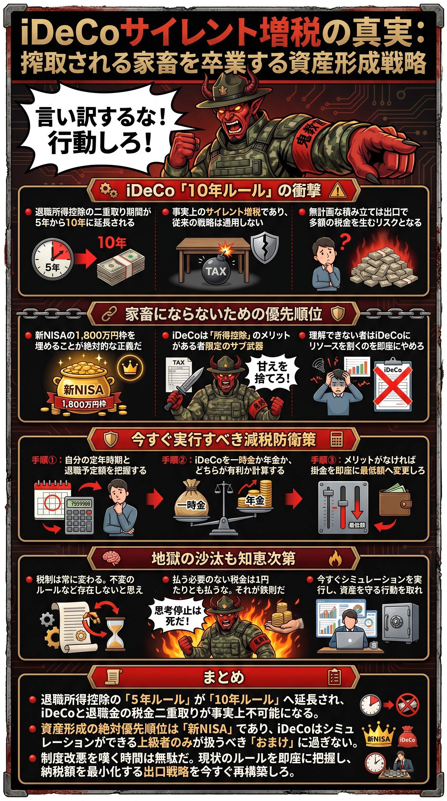 iDeCo受け取り時の増税と改正内容の徹底解説：両学長のリベラルアーツ大学 - 1分でわかるスライド要約 (manabi)