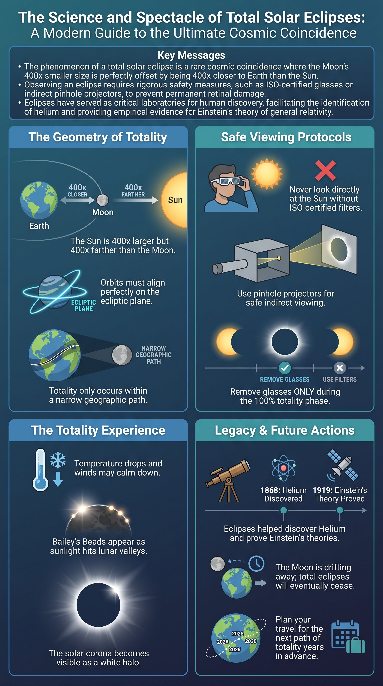 The Science and Spectacle of Total Solar Eclipses: A Modern Guide to the Ultimate Cosmic Coincidence - 1分でわかるスライド要約 (manabi)