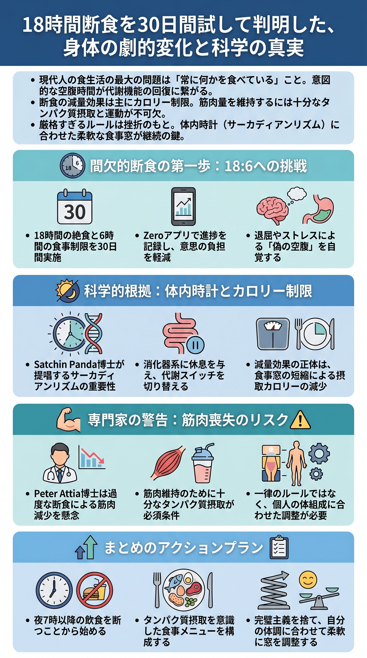 18時間断食を30日間試して判明した、身体の劇的変化と科学の真実 - 1分でわかるスライド要約 (manabi)