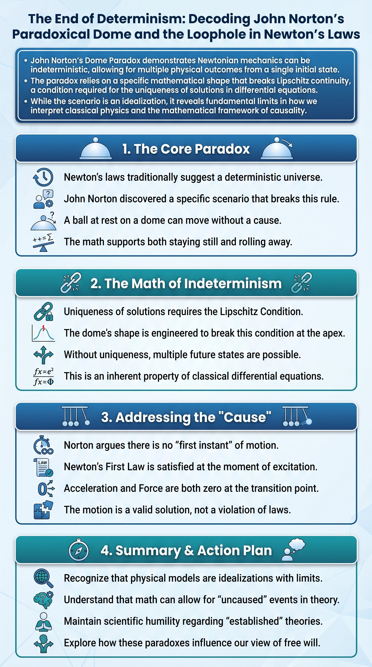 The End of Determinism: Decoding John Norton's Paradoxical Dome and the Loophole in Newton's Laws - 1分でわかるスライド要約 (manabi)