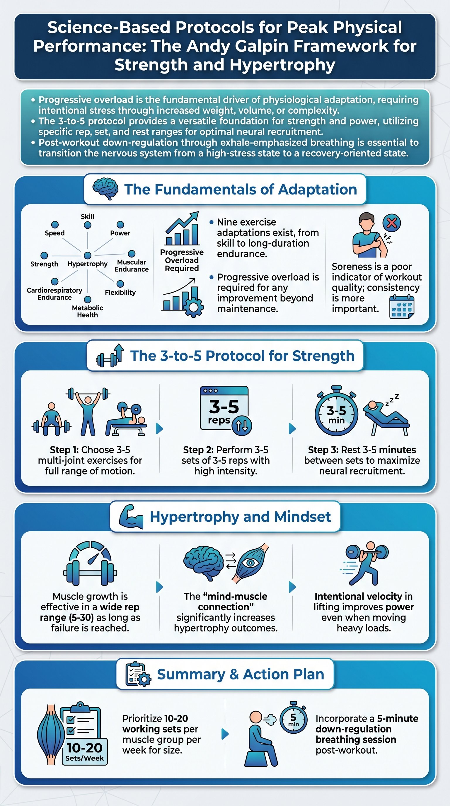 Science-Based Protocols for Peak Physical Performance: The Andy Galpin Framework for Strength and Hypertrophy - 1分でわかるスライド要約 (manabi)