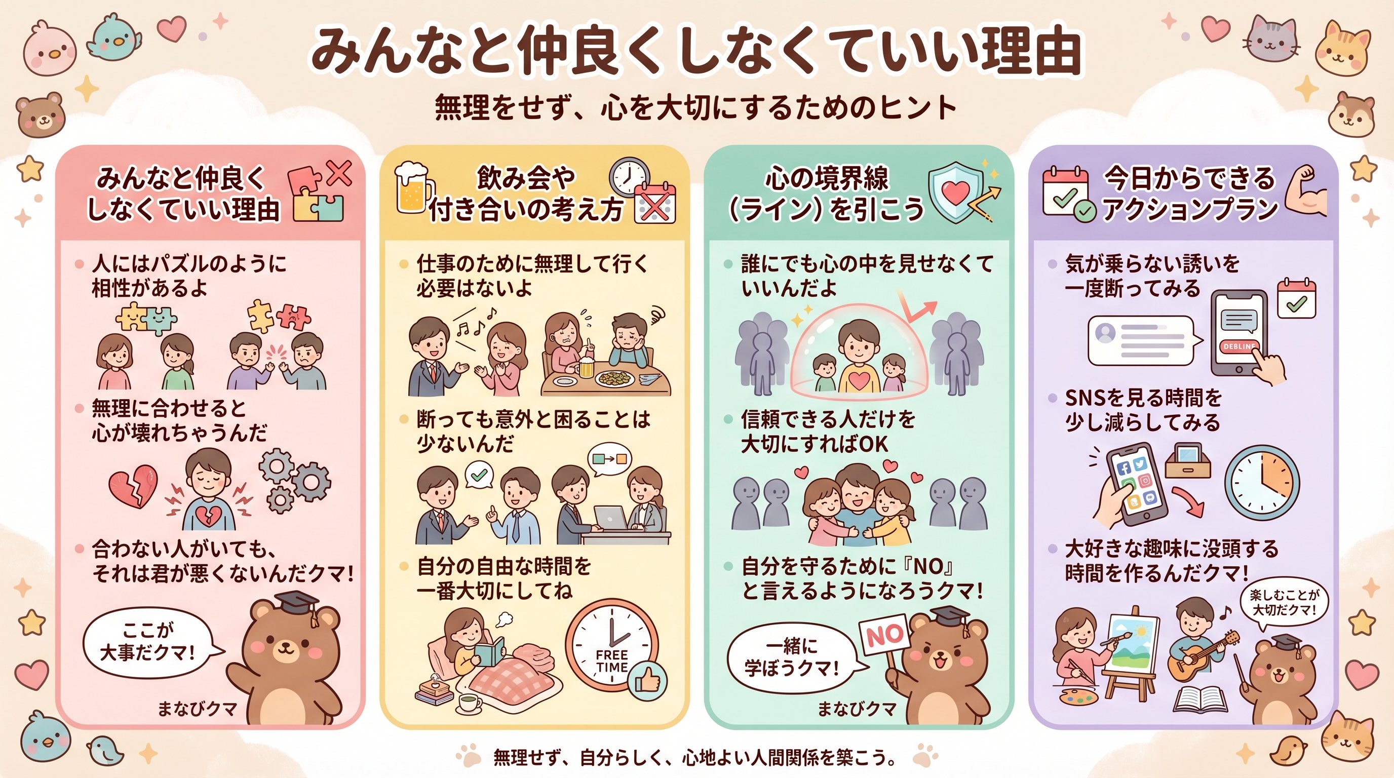みんなと仲良くしなくていい理由を要約 - まとめ図解要約 (manabi)