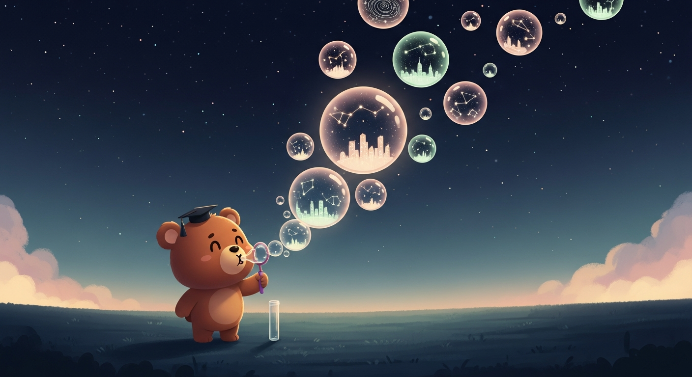 「物語の力」で未来を作るクマ！心と宇宙がつながる不思議な世界のお話 - 本論 イラスト