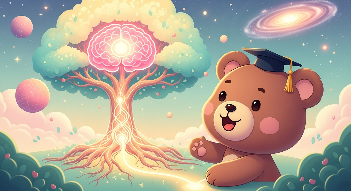 「物語の力」で未来を作るクマ！心と宇宙がつながる不思議な世界のお話 - まとめ イラスト