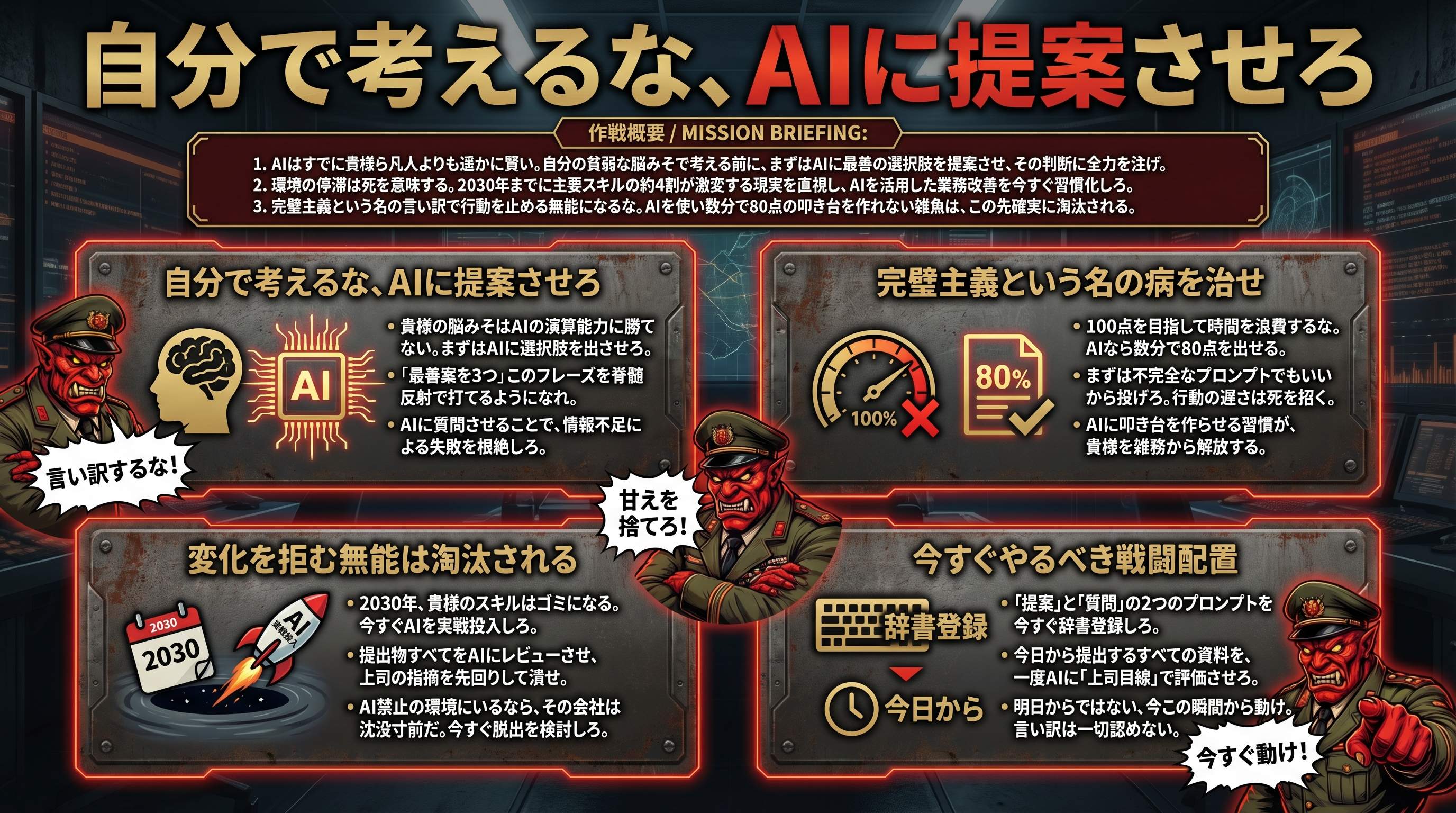 自分で考えるな、AIに提案させろ - まとめ図解要約 (manabi)