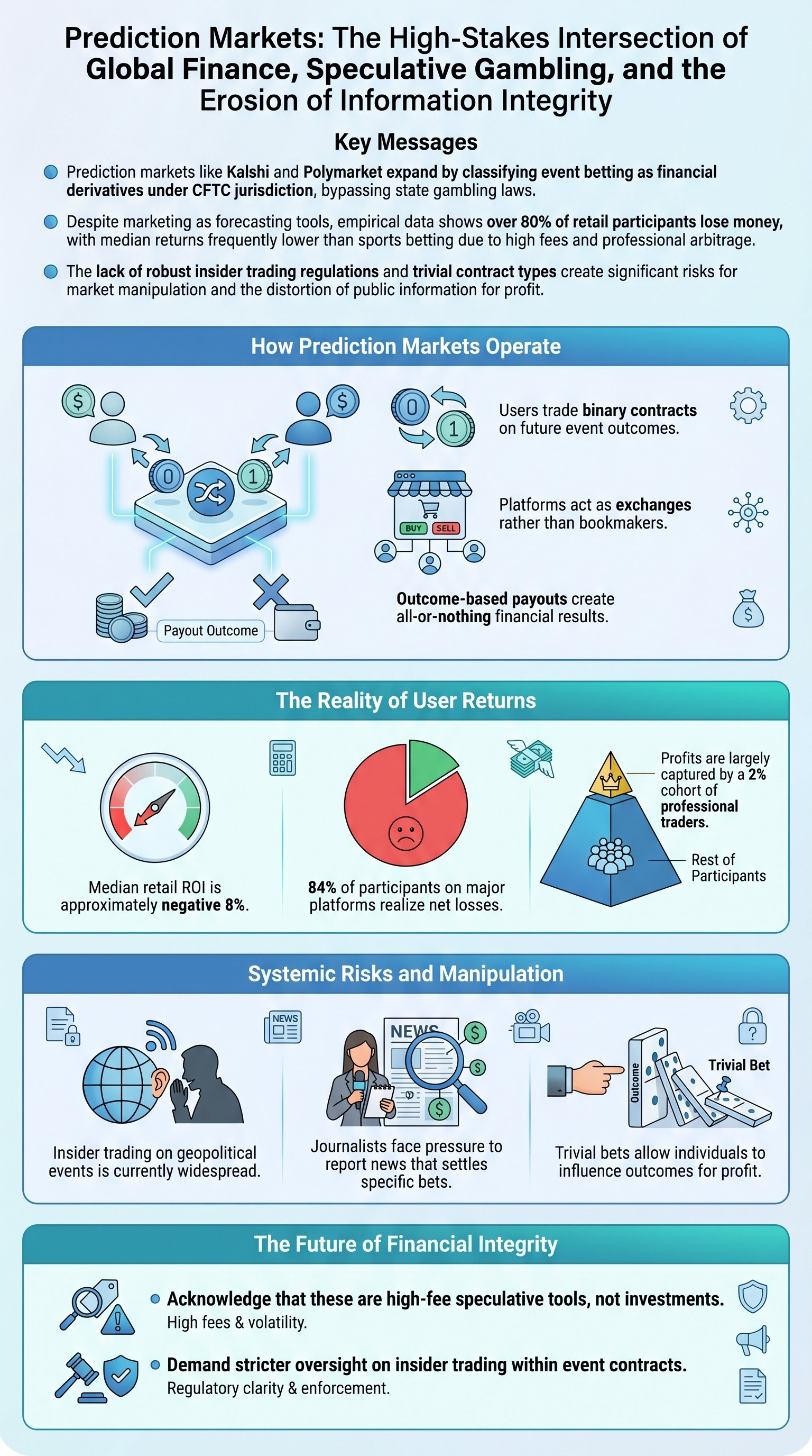 Prediction Markets: The High-Stakes Intersection of Global Finance, Speculative Gambling, and the Erosion of Information Integrity - 1分でわかるスライド要約 (manabi)
