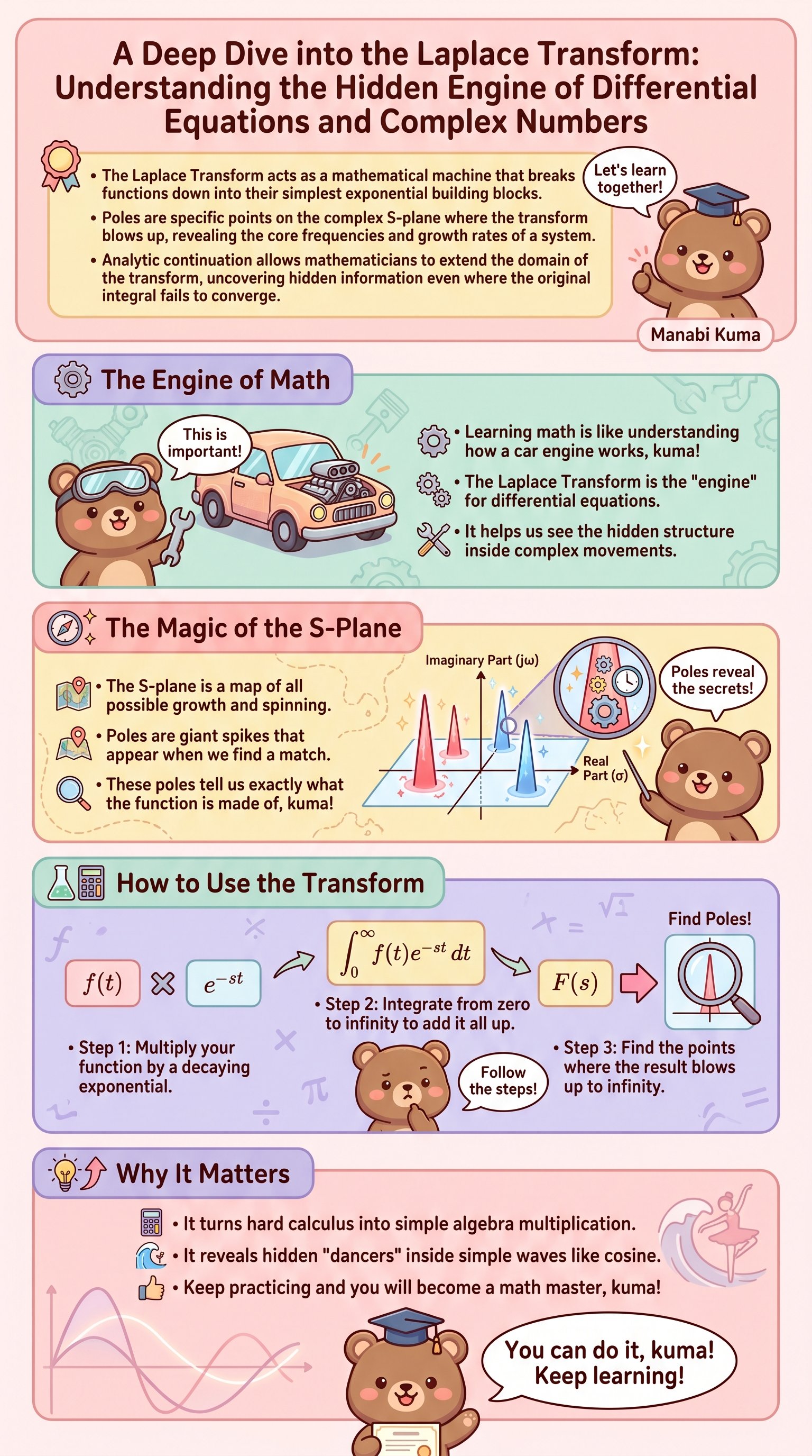 A Deep Dive into the Laplace Transform: Understanding the Hidden Engine of Differential Equations and Complex Numbers - 1分でわかるスライド要約 (manabi)