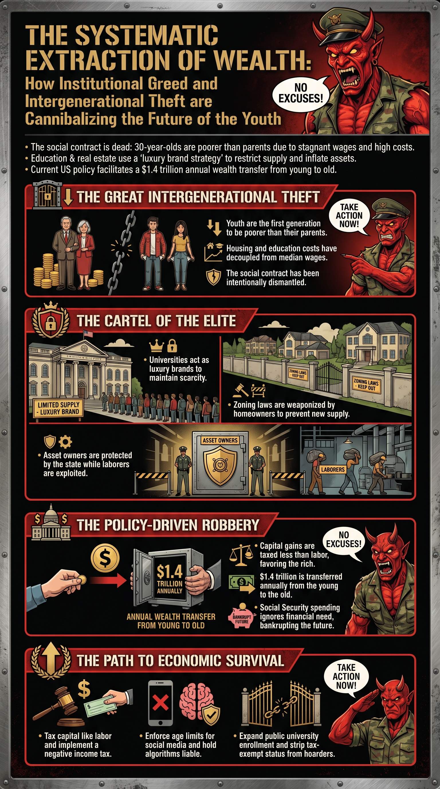 The Systematic Extraction of Wealth: How Institutional Greed and Intergenerational Theft are Cannibalizing the Future of the Youth - 1分でわかるスライド要約 (manabi)