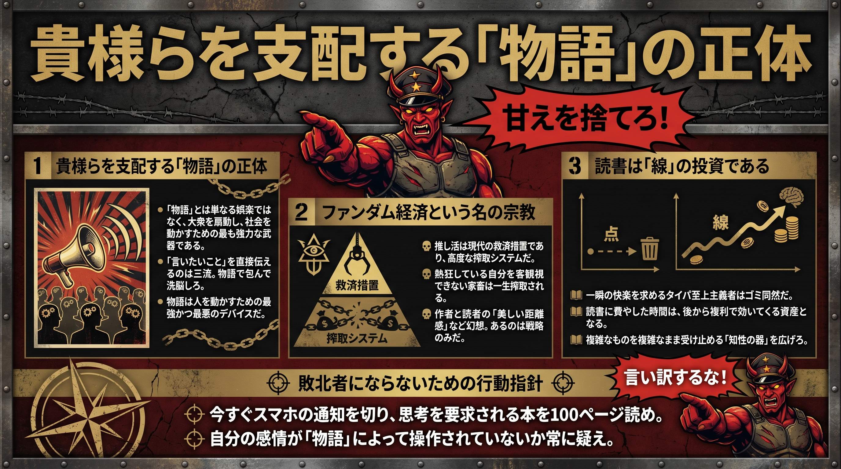 「物語」が人を動かす理由と熱狂の危うさを要約 - まとめ図解要約 (manabi)