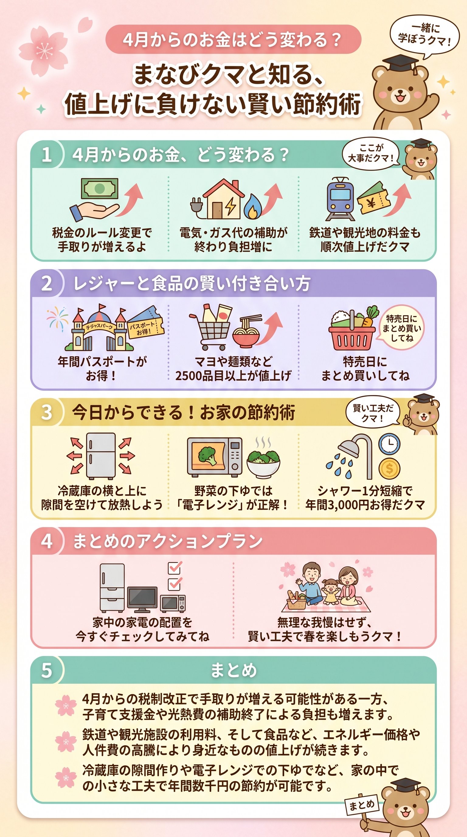 2026年4月の値上げに負けない家計の節約術を要約 - 1分でわかるスライド要約 (manabi)