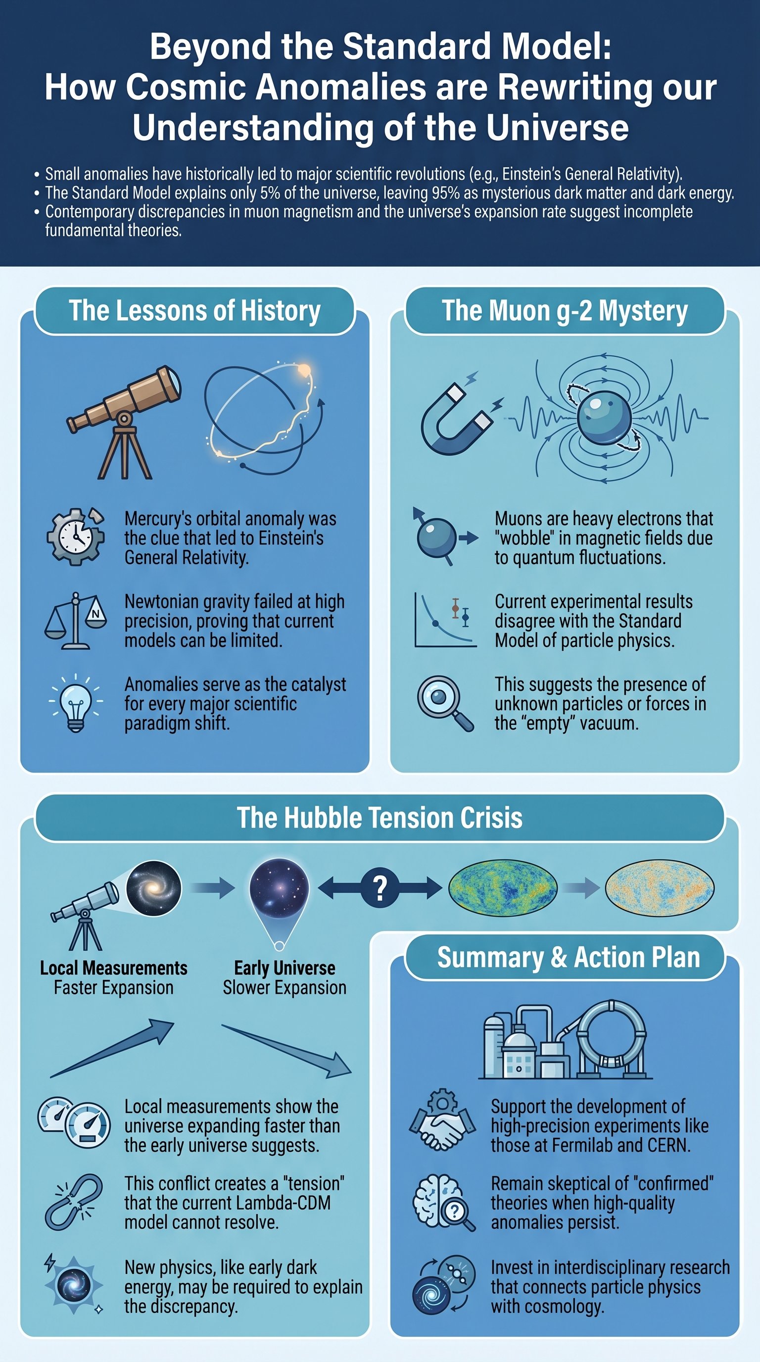 Beyond the Standard Model: How Cosmic Anomalies are Rewriting our Understanding of the Universe - 1分でわかるスライド要約 (manabi)