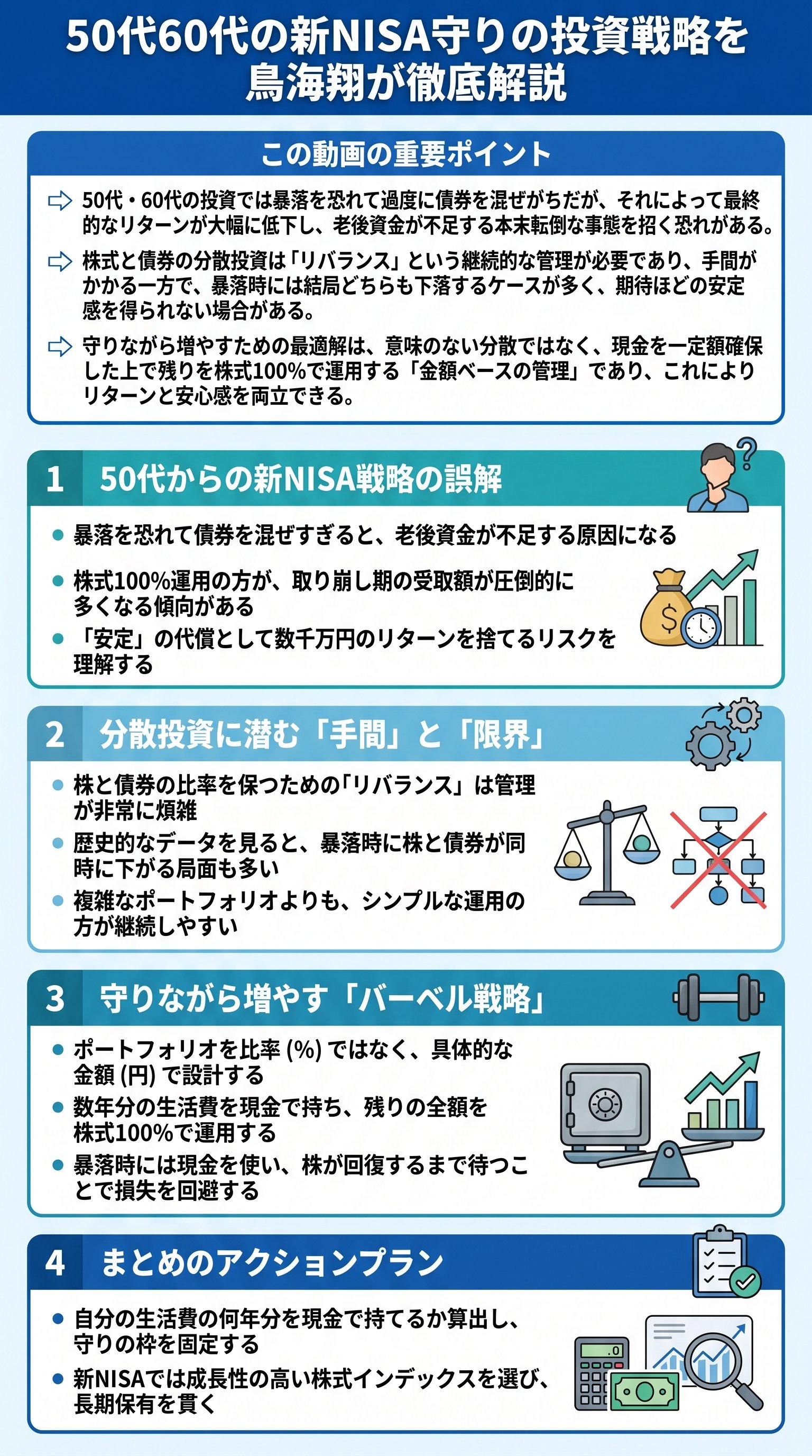 50代60代の新NISA守りの投資戦略を鳥海翔が徹底解説 - 1分でわかるスライド要約 (manabi)