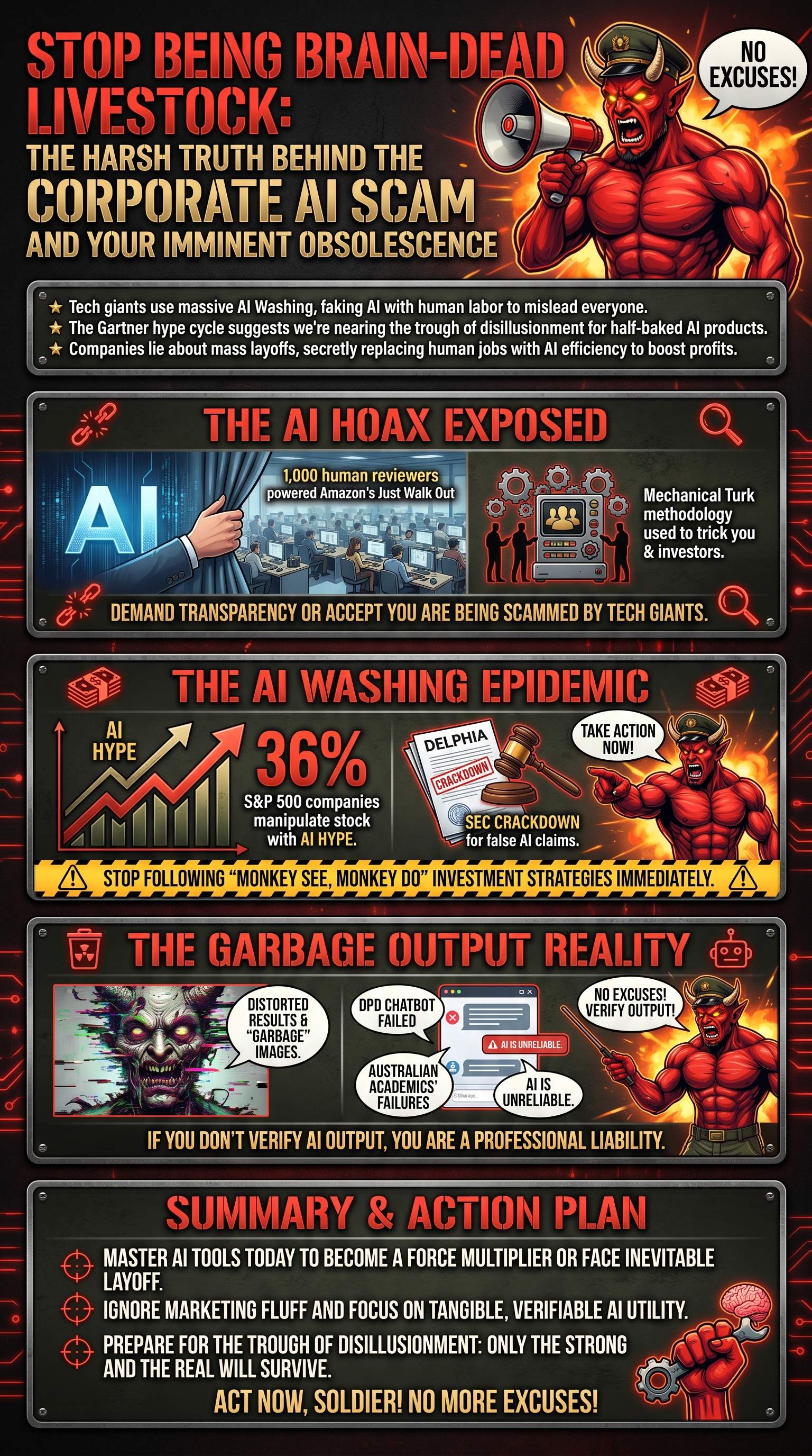 Stop Being Brain-Dead Livestock: The Harsh Truth Behind the Corporate AI Scam and Your Imminent Obsolescence - 1分でわかるスライド要約 (manabi)