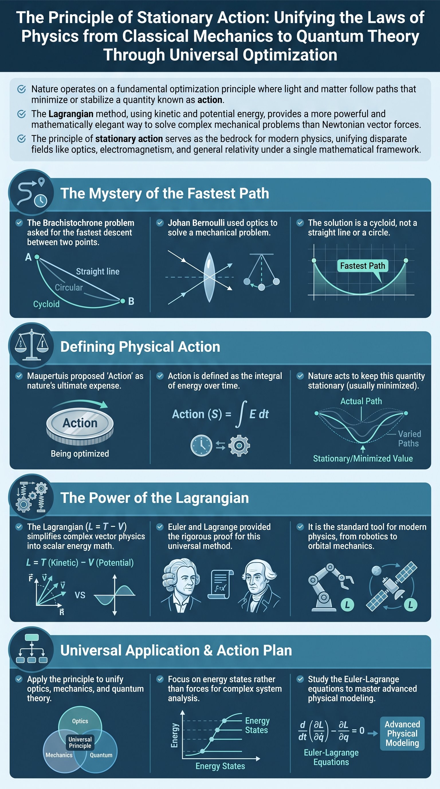 The Principle of Stationary Action: Unifying the Laws of Physics from Classical Mechanics to Quantum Theory Through Universal Optimization - 1分でわかるスライド要約 (manabi)