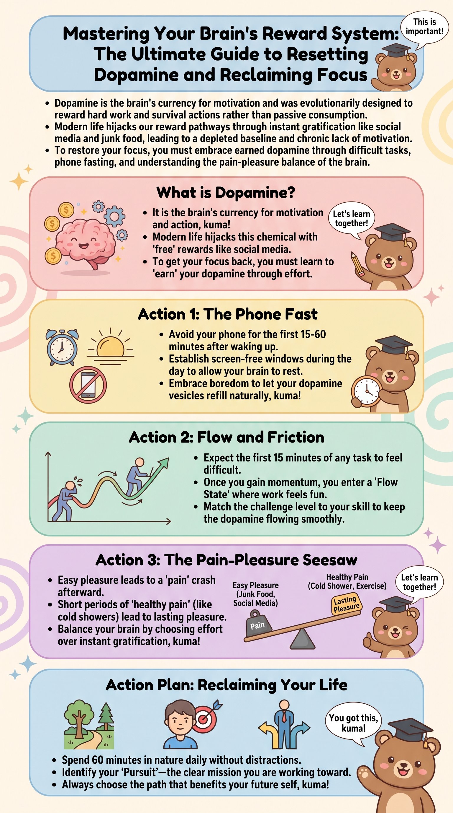 Mastering Your Brain's Reward System: The Ultimate Guide to Resetting Dopamine and Reclaiming Focus - 1分でわかるスライド要約 (manabi)